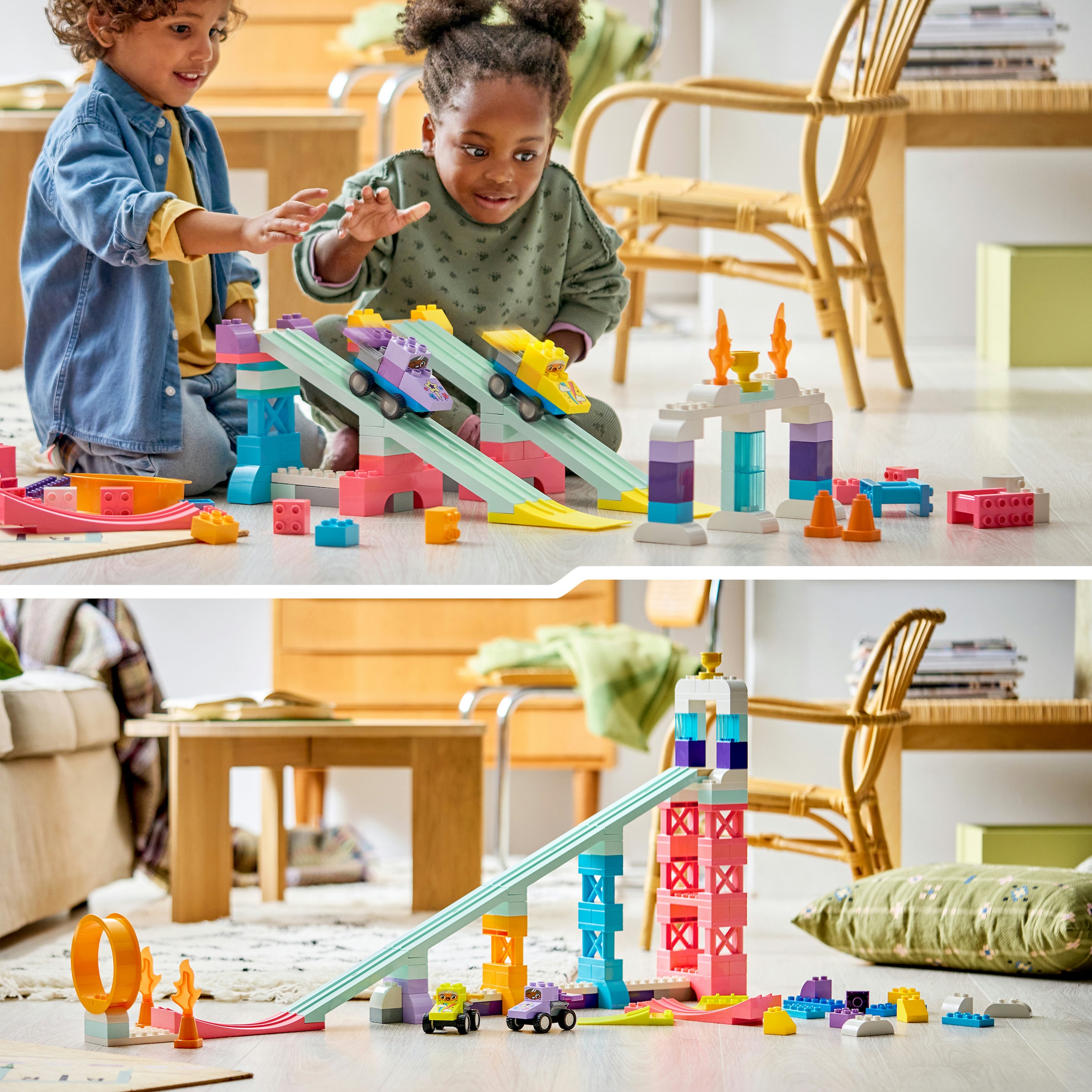 LEGO® Konstruktionsspielsteine »Kreative Sprungschanzen mit kleinen Flitzern 3-in-1-Set (10478)« LEGO DUPLO Town; Made in Europe