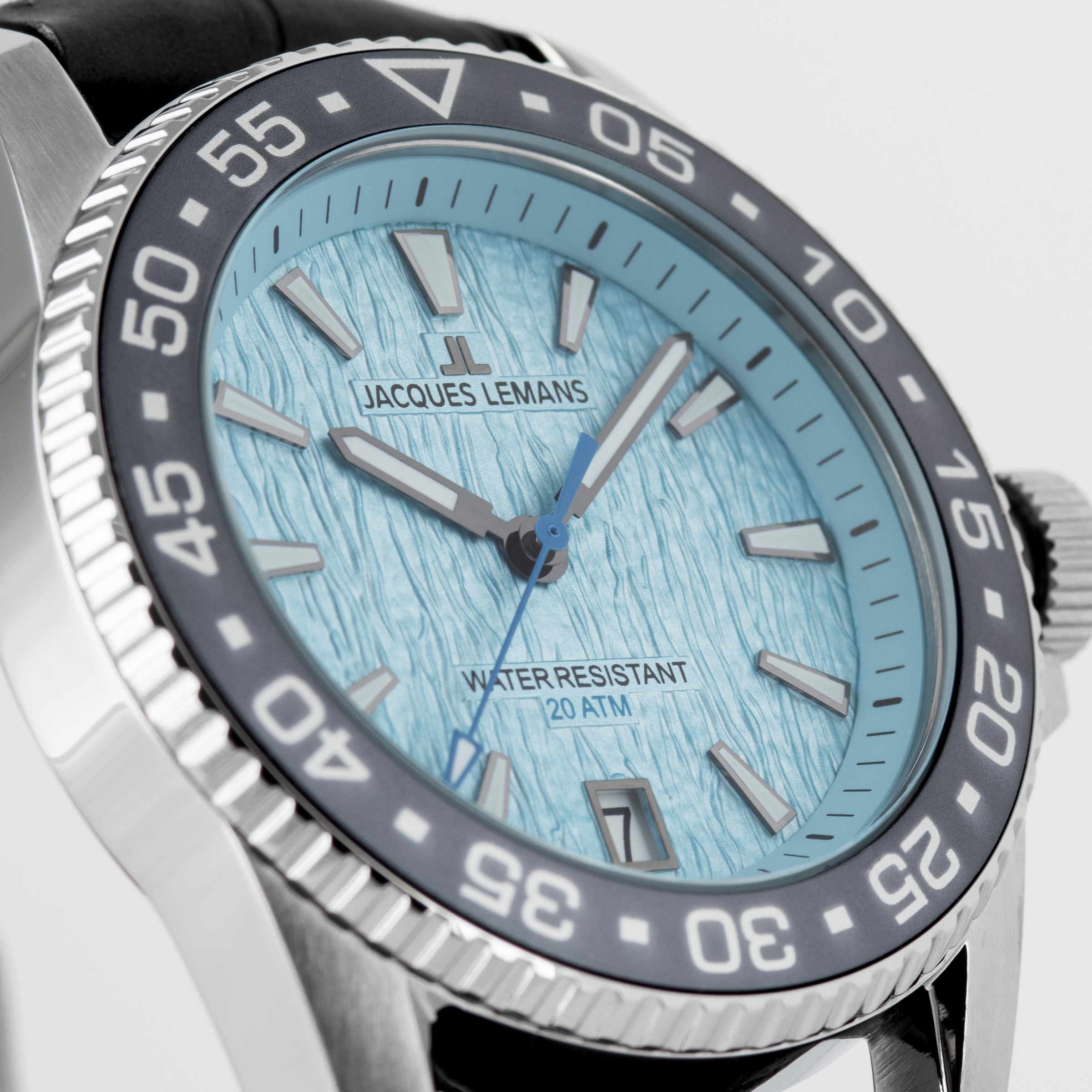 Jacques Lemans Quarzuhr »Liverpool Diver«, Armbanduhr, Herrenuhr, Lederarmband, analog, Tag