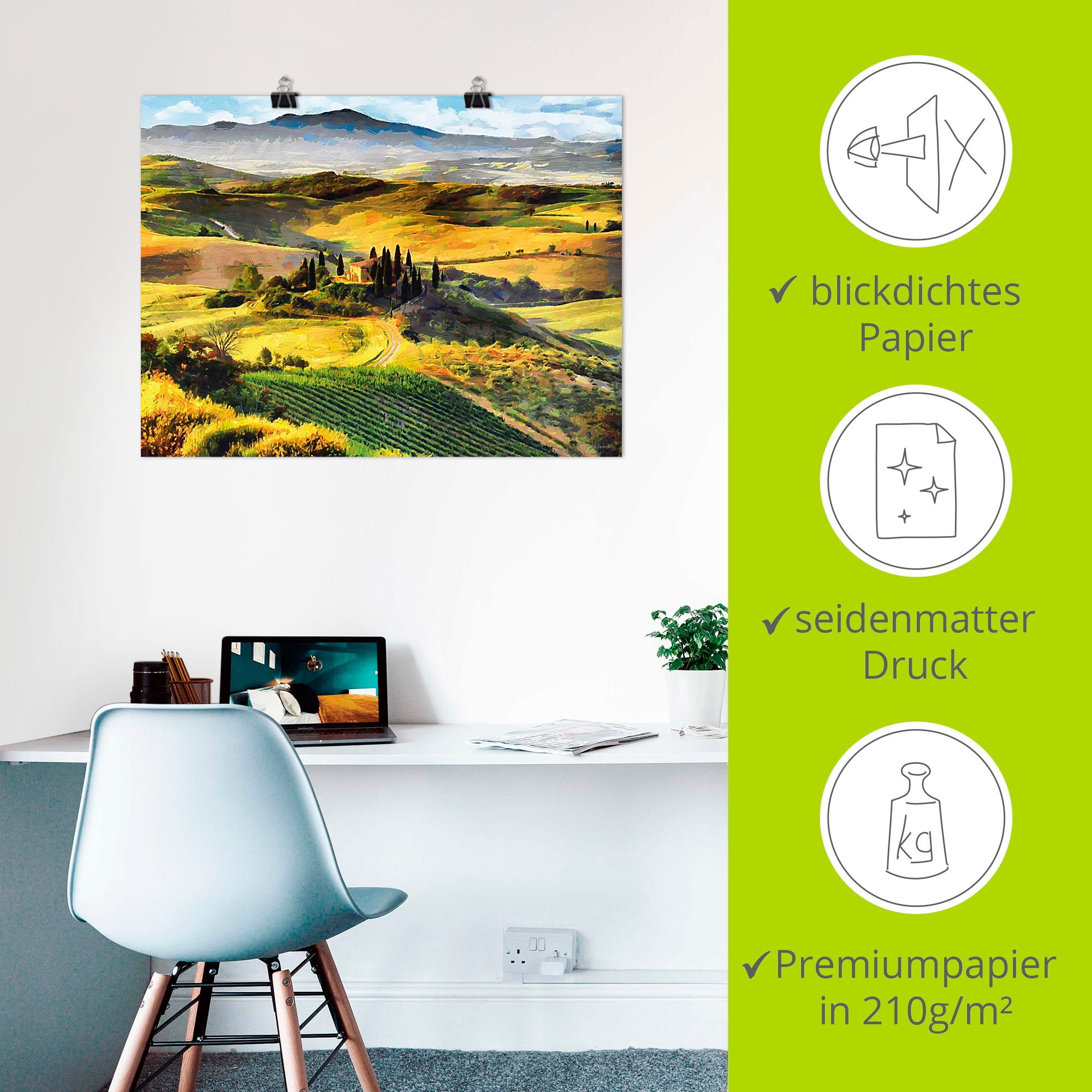 Artland Wandbild »Toskana von oben«, Bilder von Europa, (1 St.), als Leinwandbild, Poster in verschied. Größen