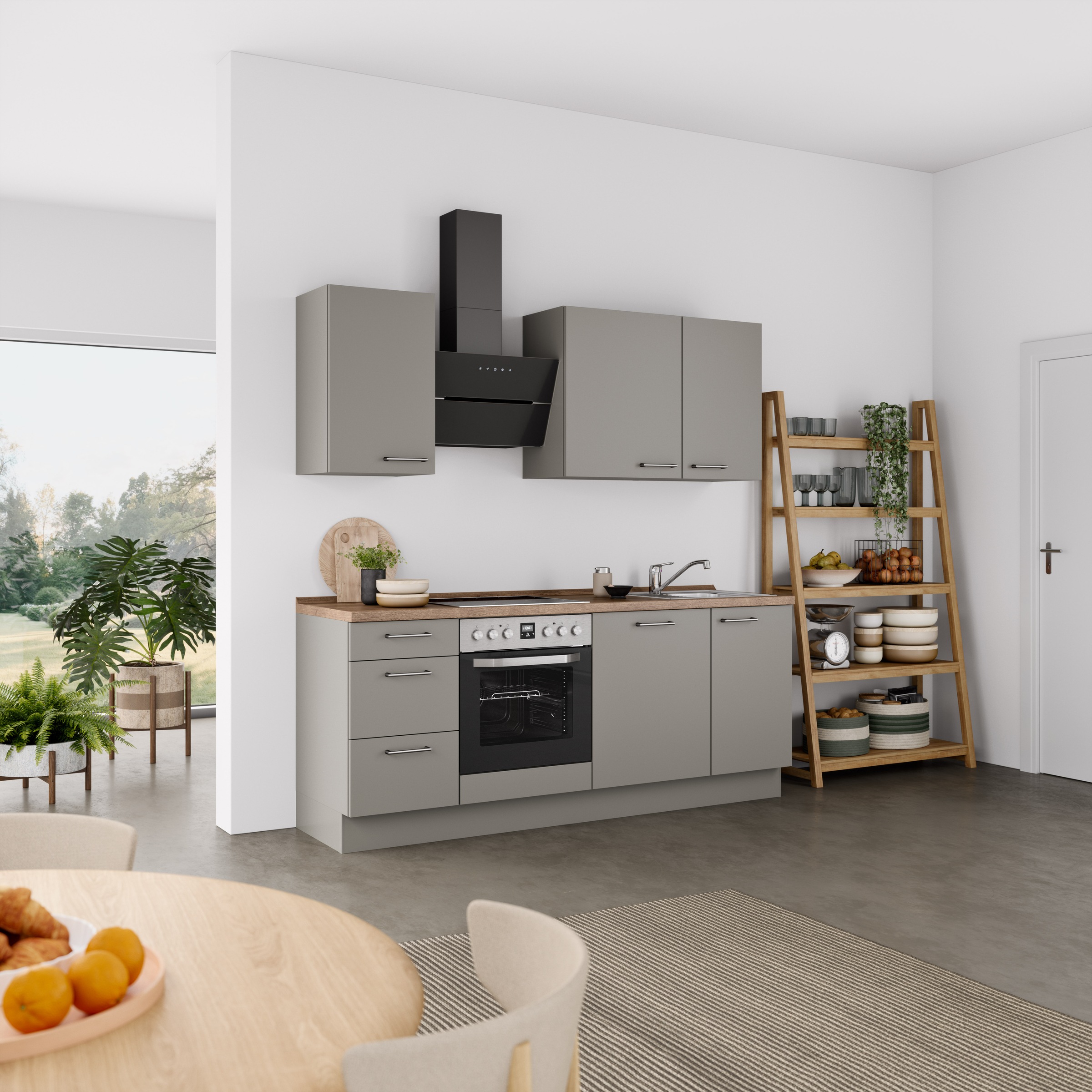 nobilia® Küchenzeile »"Laser II"«, vormontiert, Ausrichtung wählbar, Breite 210 cm, wahlw. mit E-Geräten