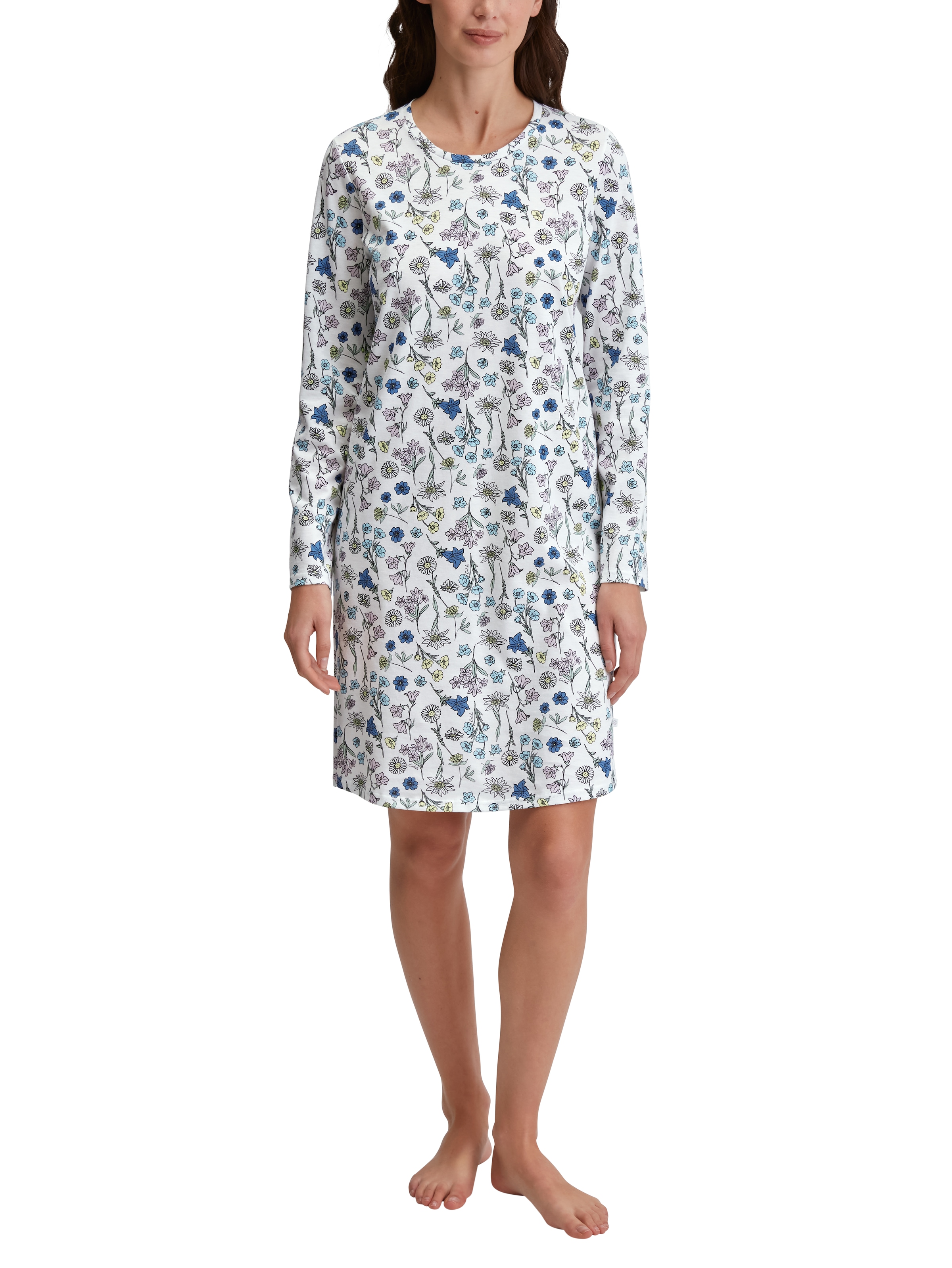 CALIDA Nachthemd »Flower Nights«, Allover-Print, Pure Cotton, Langarm, atmungsaktiv, weich