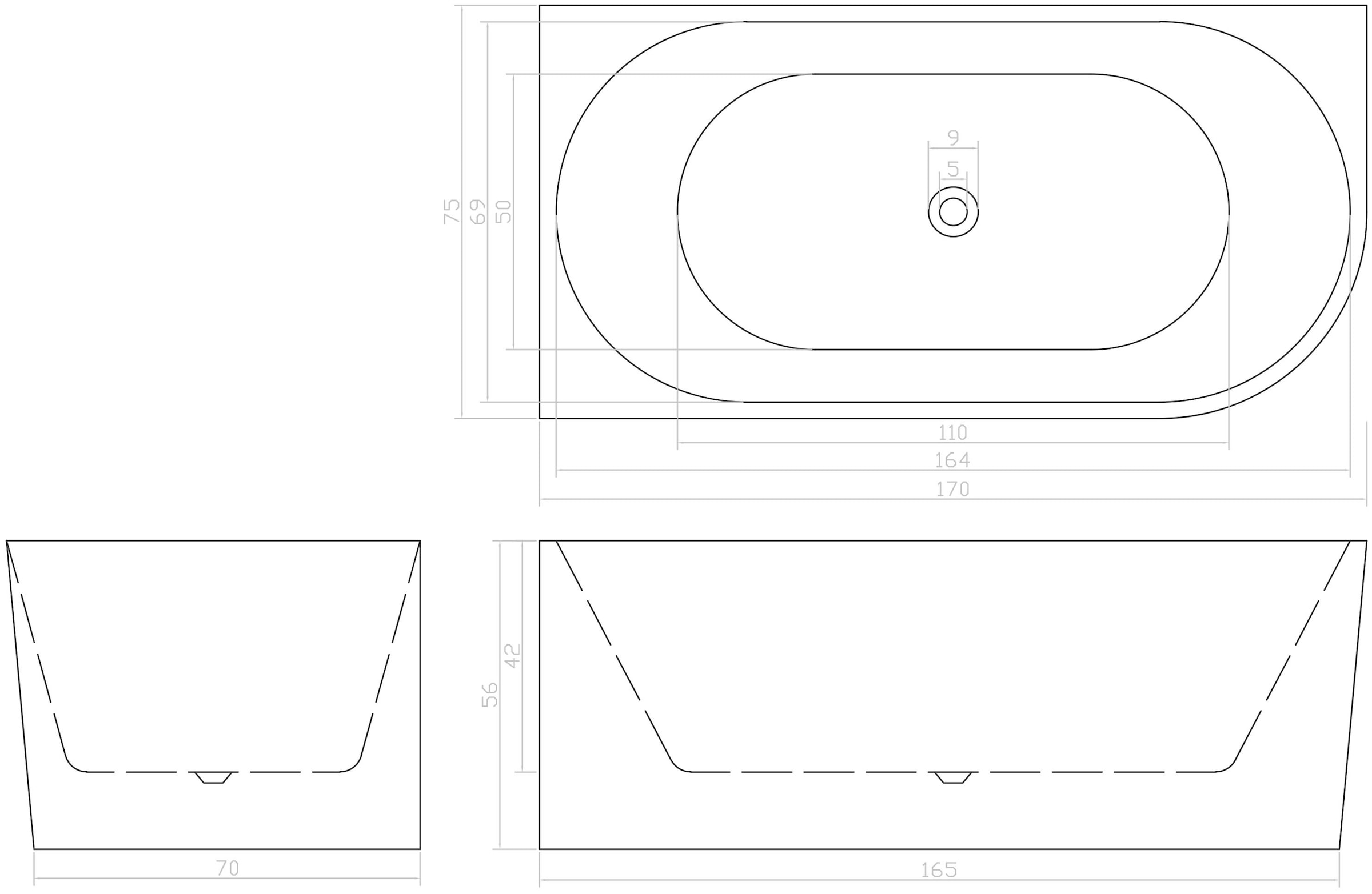 Sanotechnik Badewanne »FARO«, 170x75x56 cm