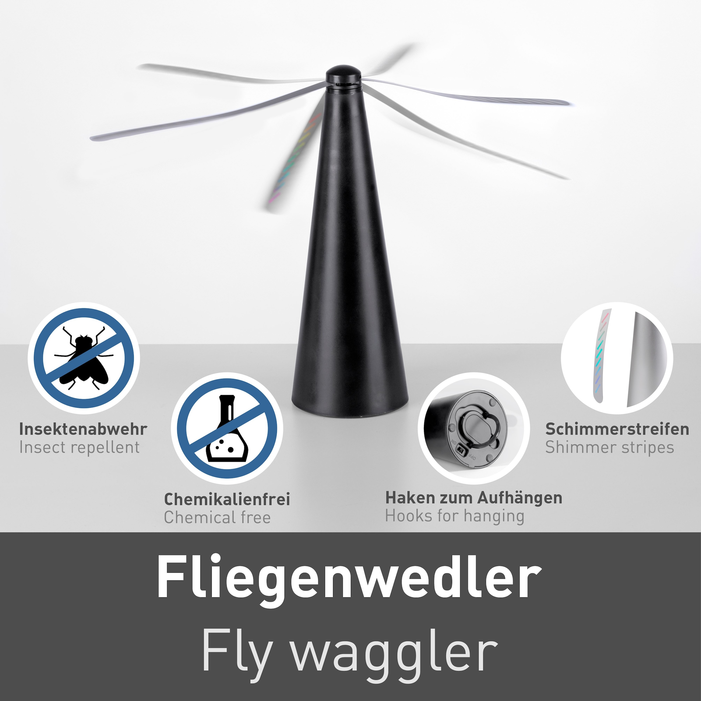 JUST LIGHT Außen-Tischleuchte »Fliegenwedler SWAT«, 1 flammig, hält lästige Fliegen fern, mit An- / Ausschalter