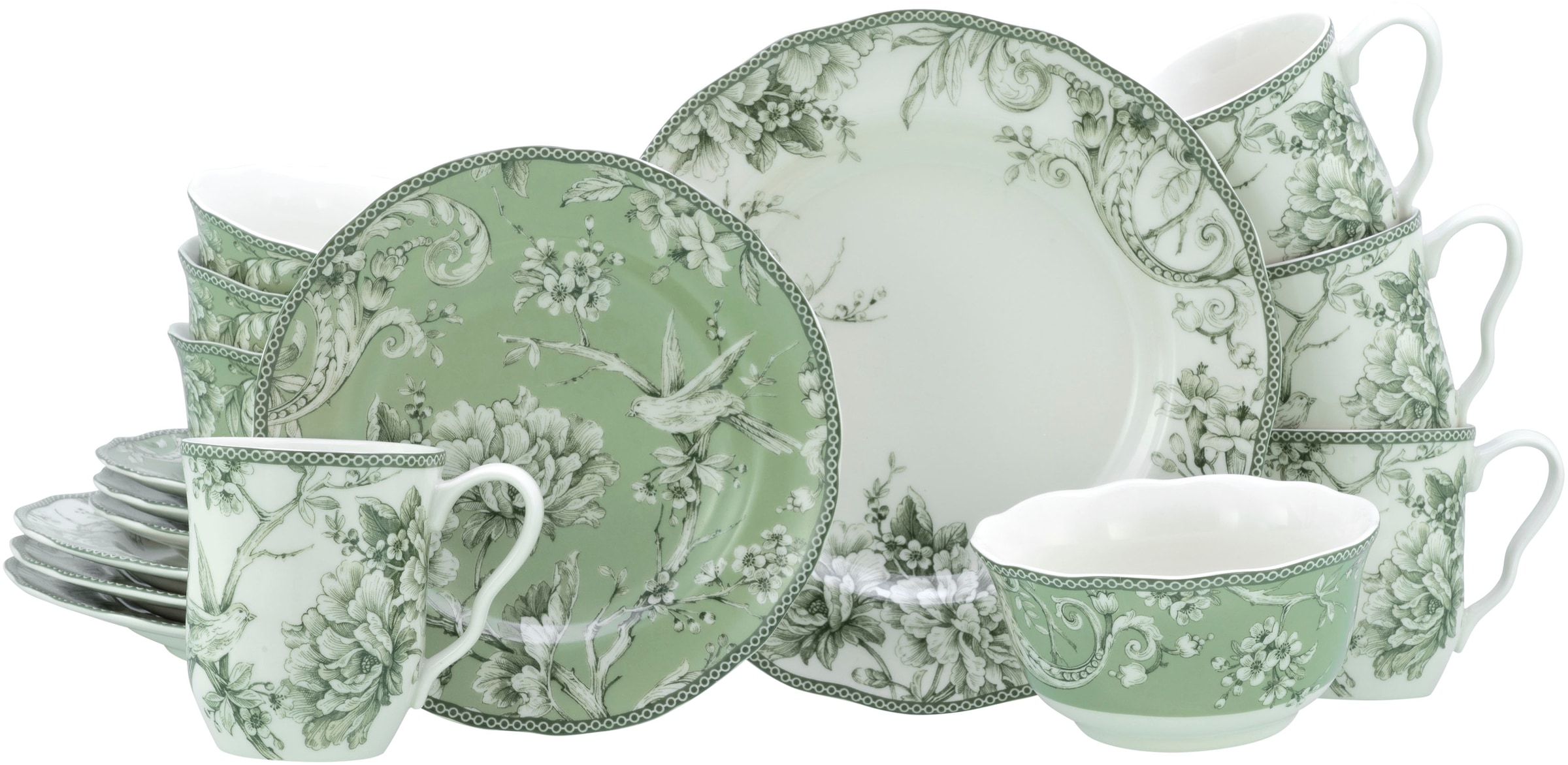 CreaTable Kombiservice »Adelaide, Service 16-tlg.« Nostalgischer Vintage Dekor, Elegante Form