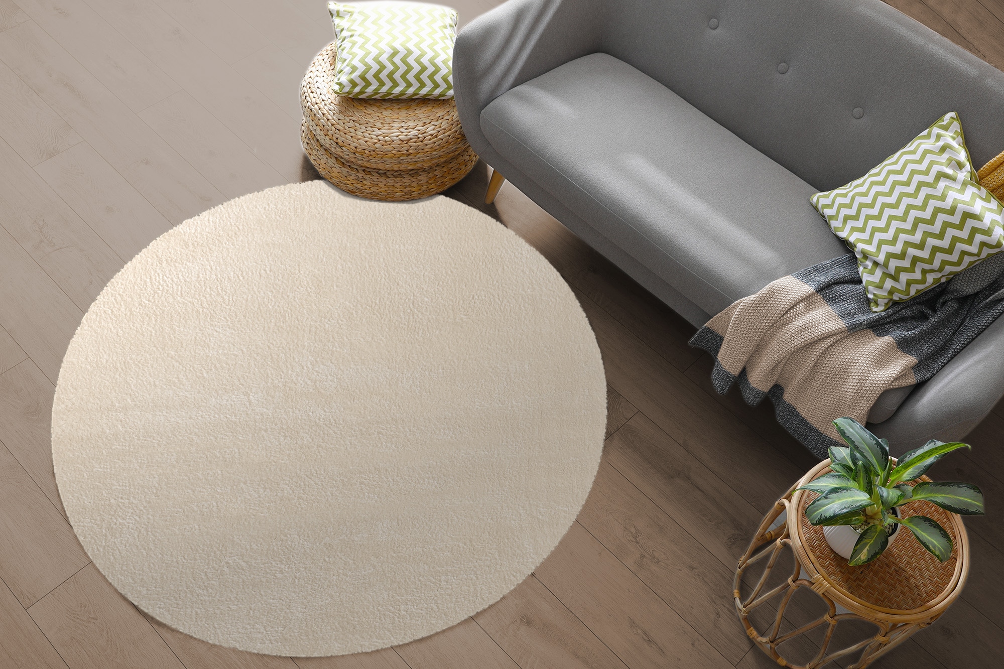 the carpet Teppich »Relax round«, rund, 16 mm Höhe, waschbarer Wohnzimmer Teppich modern rutschfest