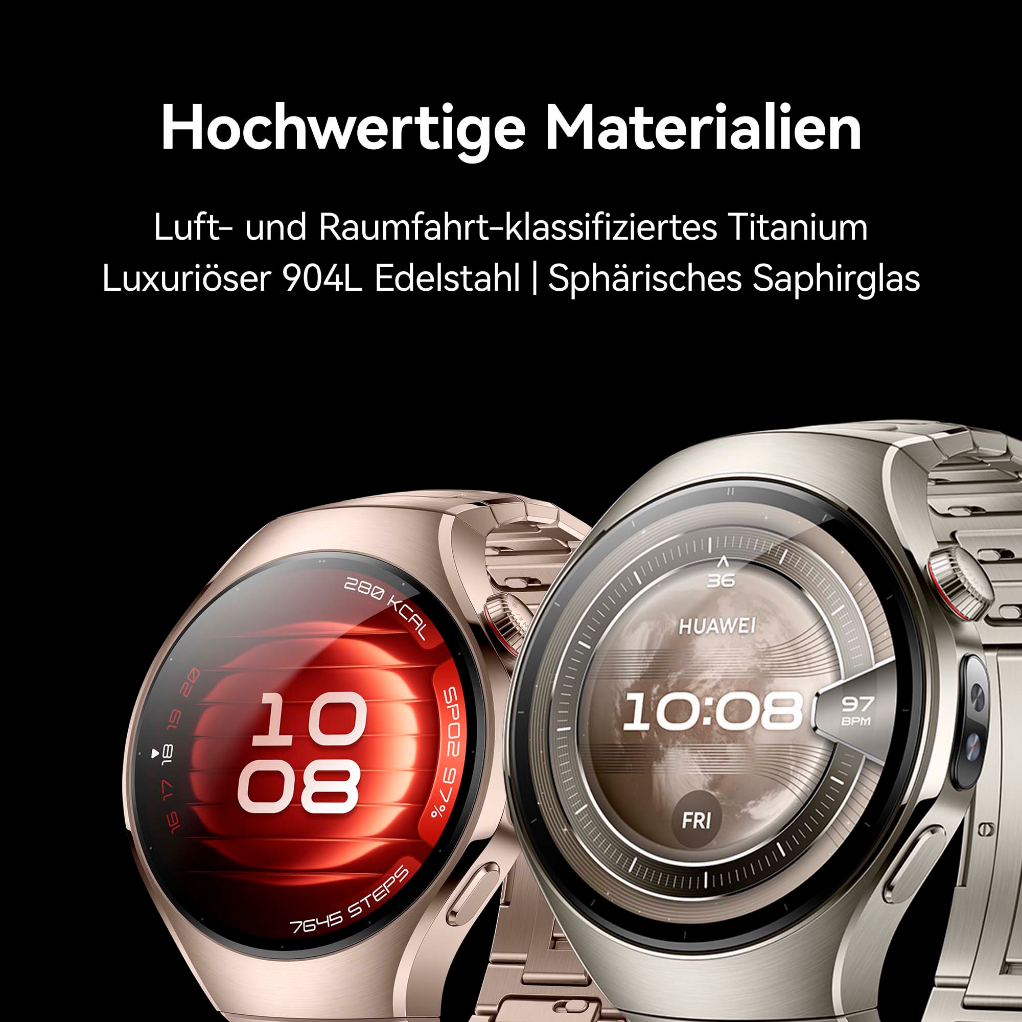 Huawei Smartwatch »WATCH 5 46mm«, (3,8 cm / 1,5 Zoll), 32,00 GB, X-TAP, Health Glance, Titanium, Kompatibel mit iOS & Android)