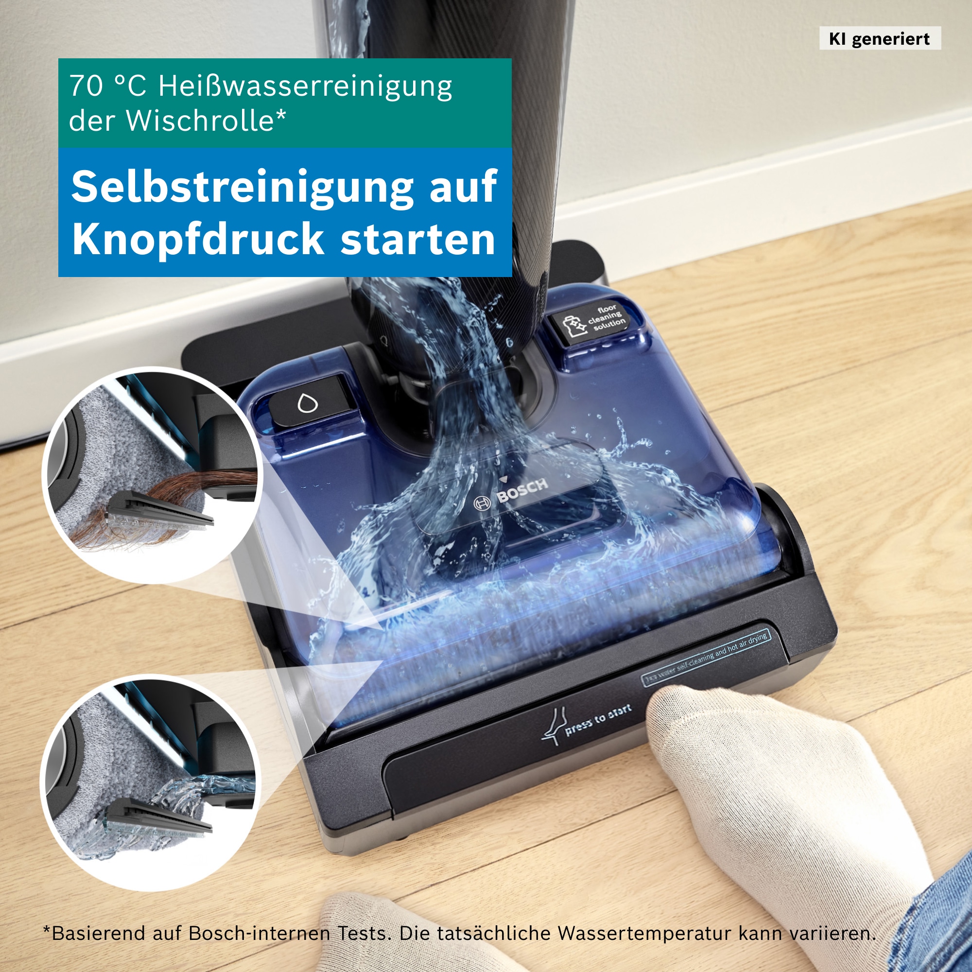 BOSCH Nass-Trocken-Sauger »OneFlow Serie 6 BHF61BM/BHF61BS, Selbstantrieb, 24kPA, 180°Neigung« Anti-Haarverwicklung, LED-Licht, Selbstreinigung, 40 min Akku / 150m²
