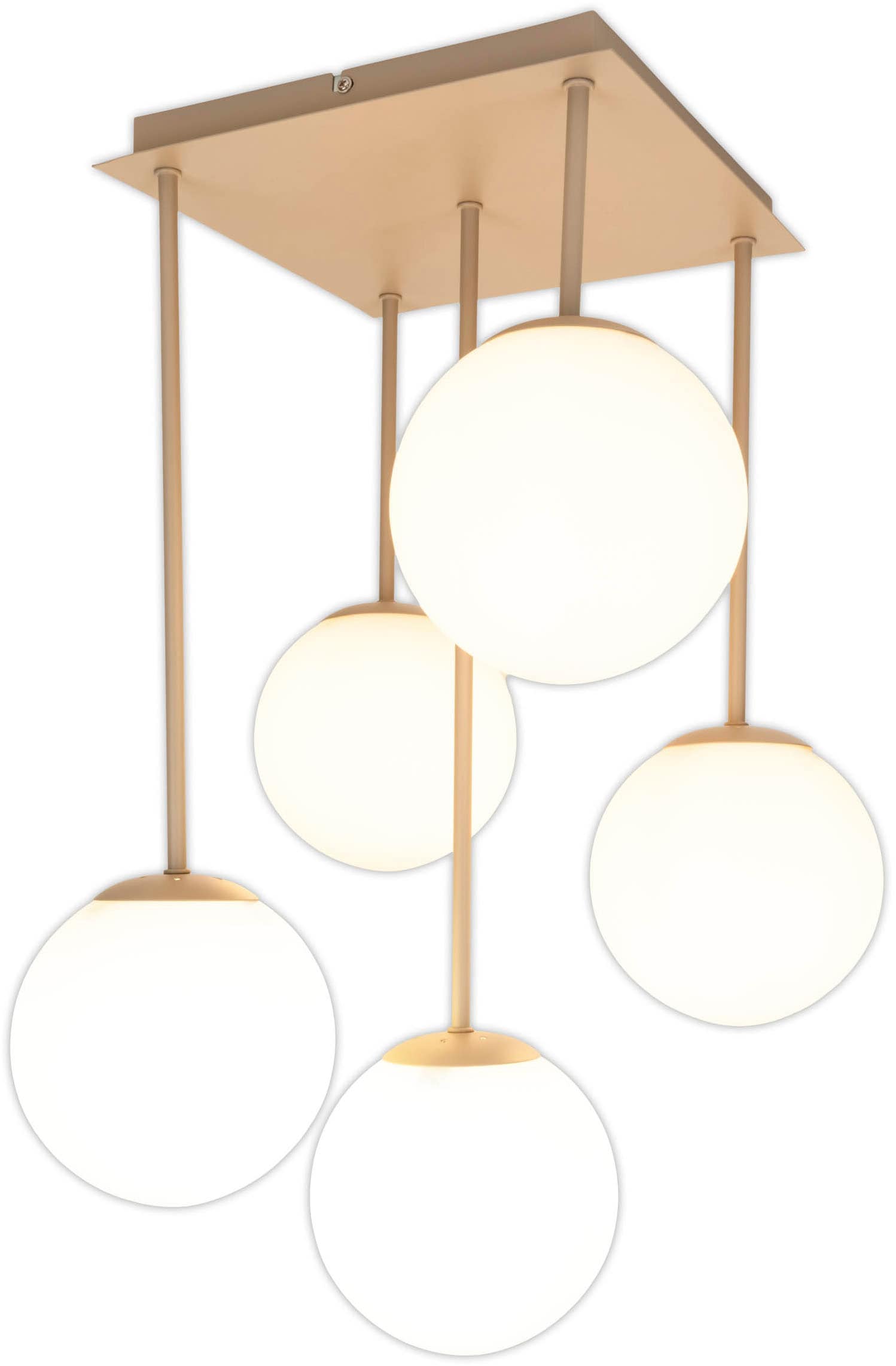 OTTO home Deckenleuchte »Nellin« E14 1 Stk. 5 Glaskugeln mit je 1x E14 exkl., quadratisch, beige matt