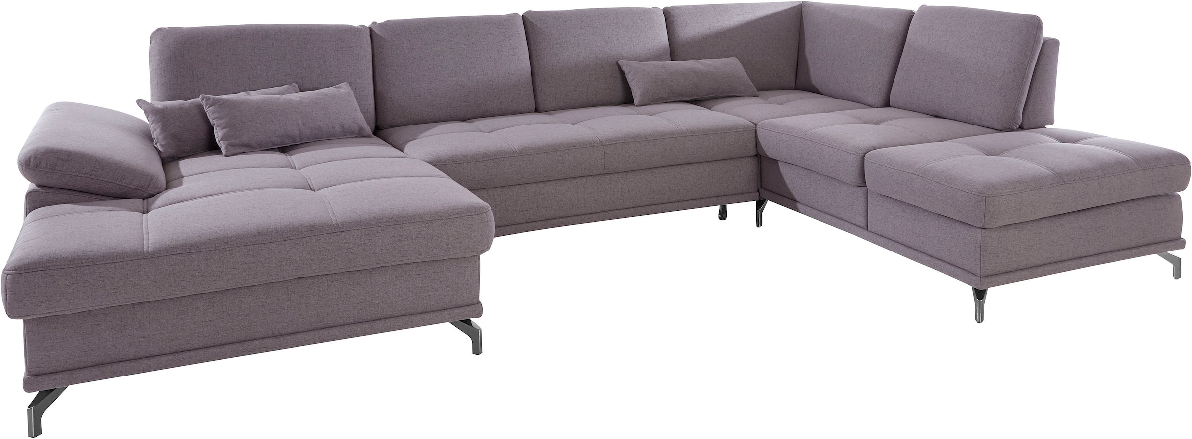 Places of Style Wohnlandschaft »Costello U-Form, mit Sitztiefenverstellung, Armteilverstellung und«, 3 Nierenkissen, optional Bettfunktion und Bettkasten