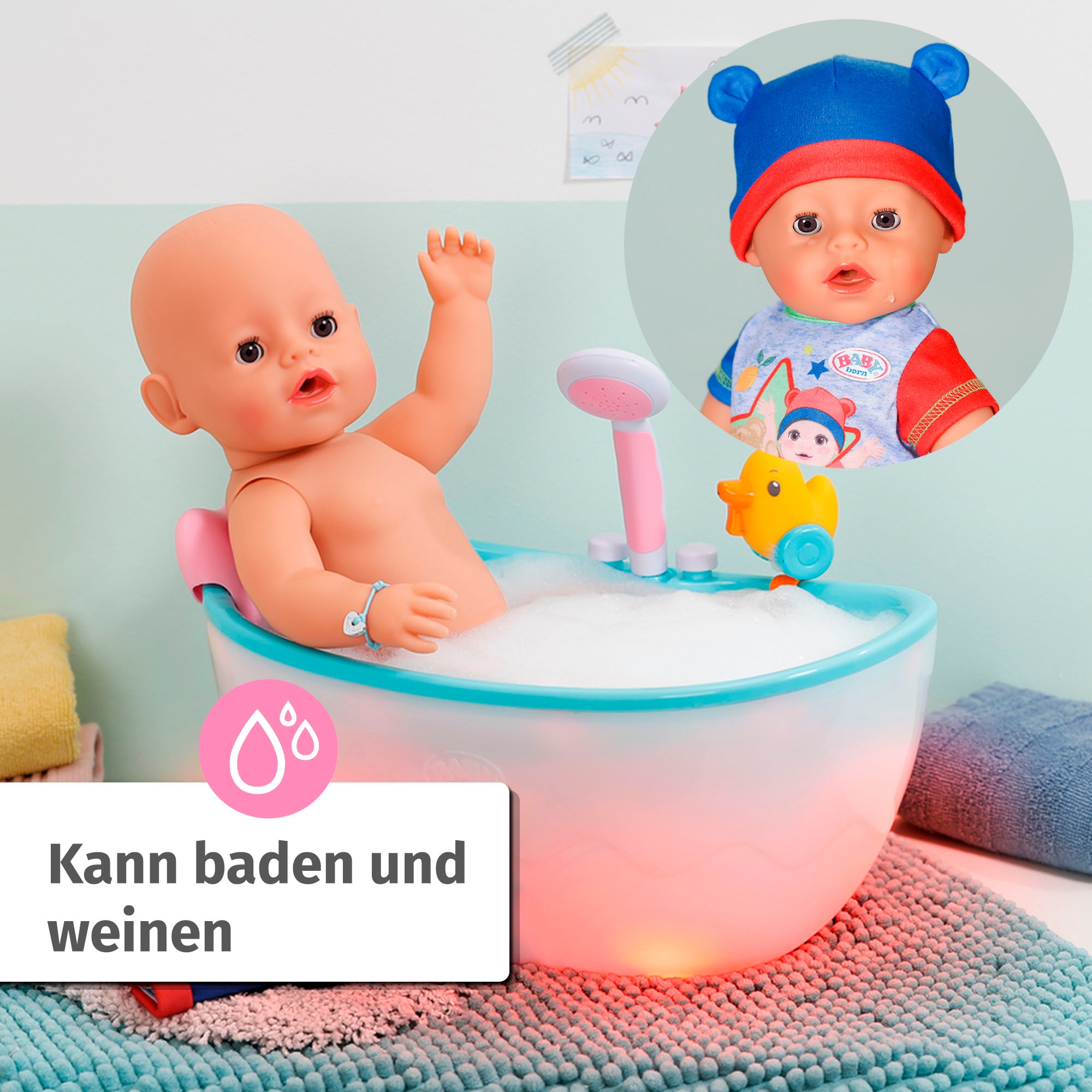 Baby Born Babypuppe »Jonas, 43 cm«, (Set, 11 tlg.), mit 10 lebensechten Funktionen