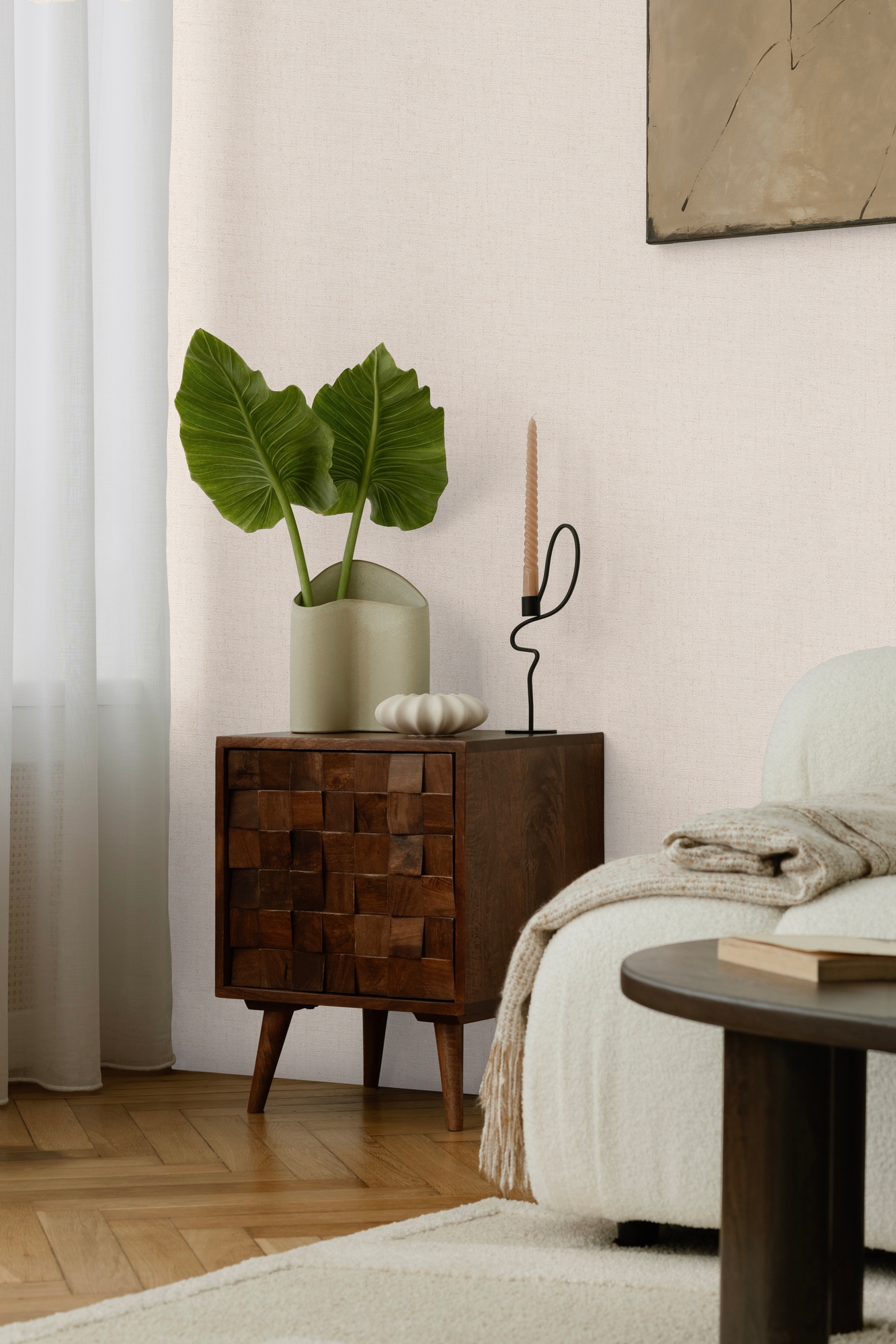 CosmoLiving by Cosmopolitan Vliestapete »Natural Texture – Struktur-Unitapete« matt strukturiert Zeitlose Vliestapete in natürlicher Leinenoptik