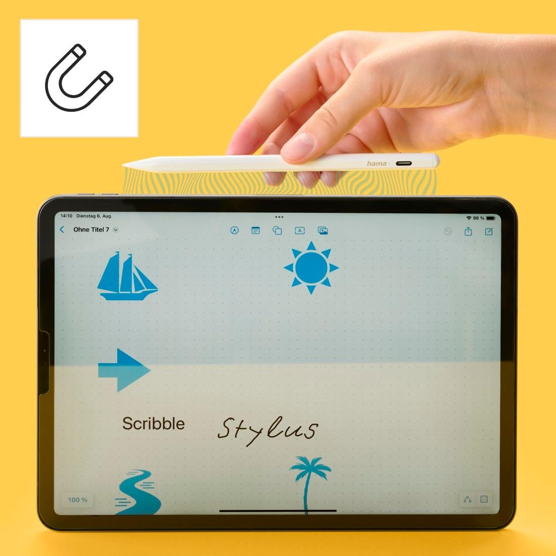 Hama Eingabestift »Aktiver Eingabestift für Apple iPad mit Scribble-Funktion, Touchscreen«