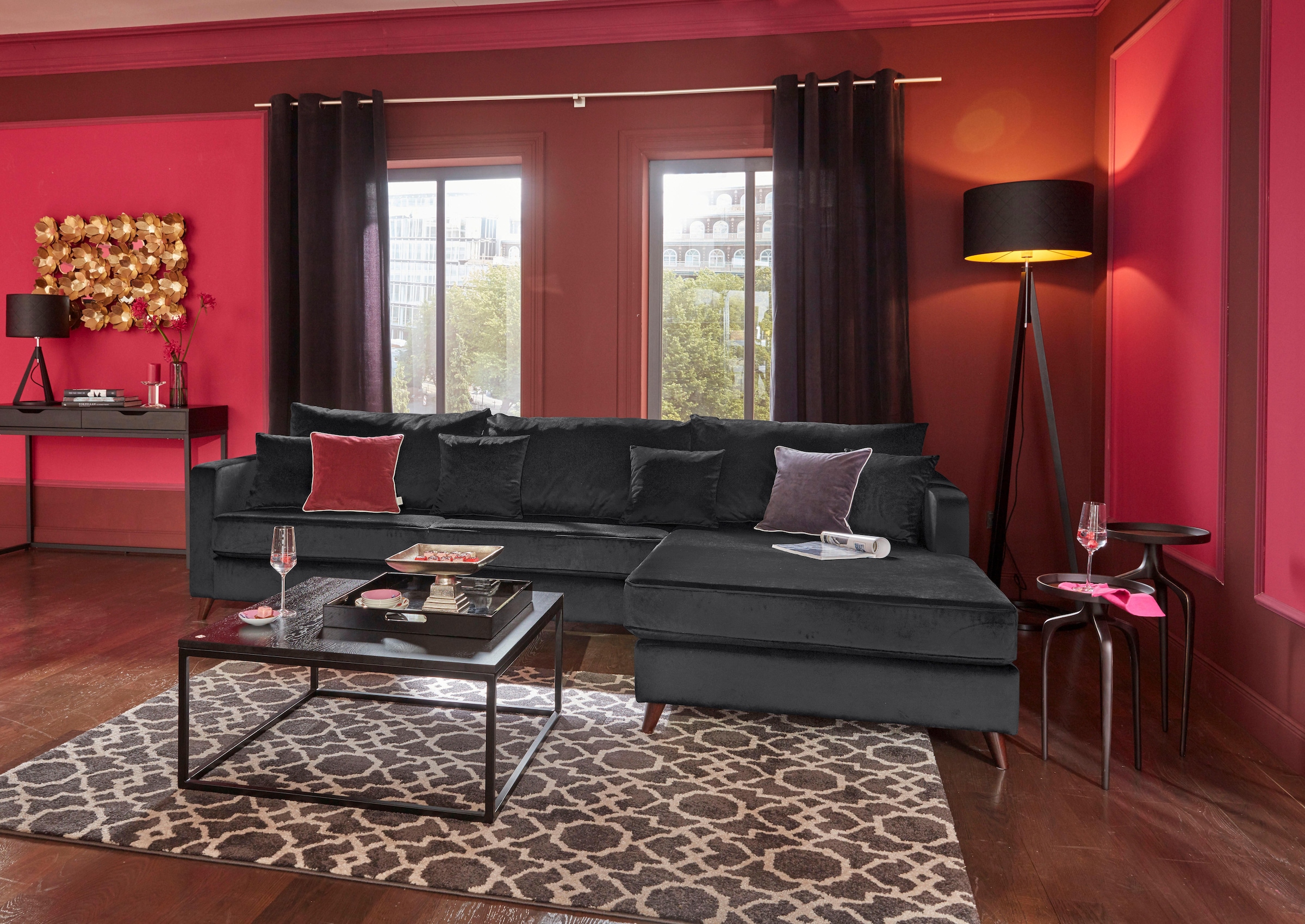 Home affaire Ecksofa »Renesse L-Form«, lose Kissen, Keder an Sitzkissen günstig online kaufen