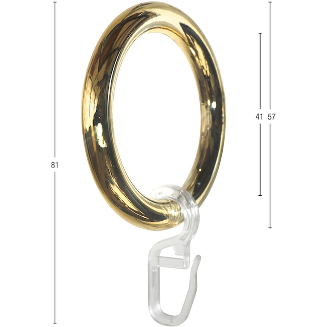 GARESA Gardinenring »Kunststoffring mit Haken«, (20 St.), für Durchmesser  bis 28mm, einfache Montage bequem und schnell bestellen