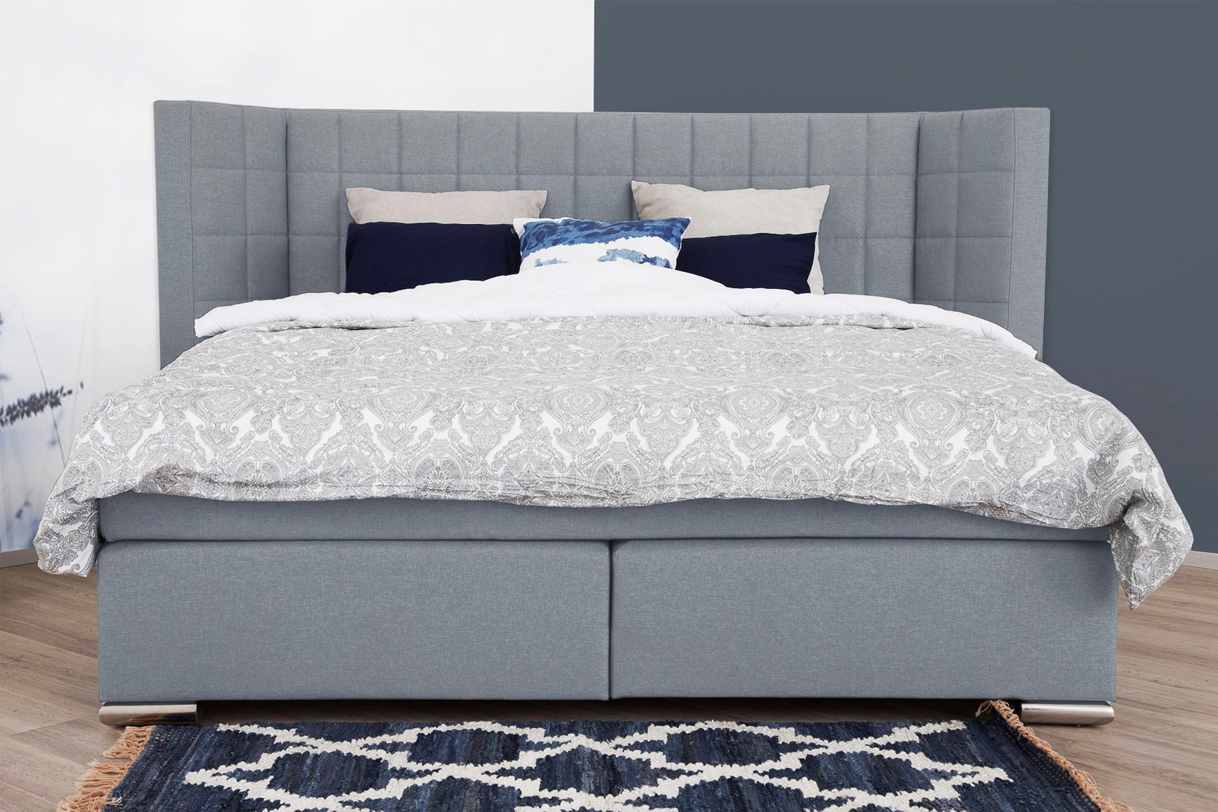 Places of Style Boxspringbett »Piazza«, mit Steppung und Kopfteil mit seitlichen Flügeln