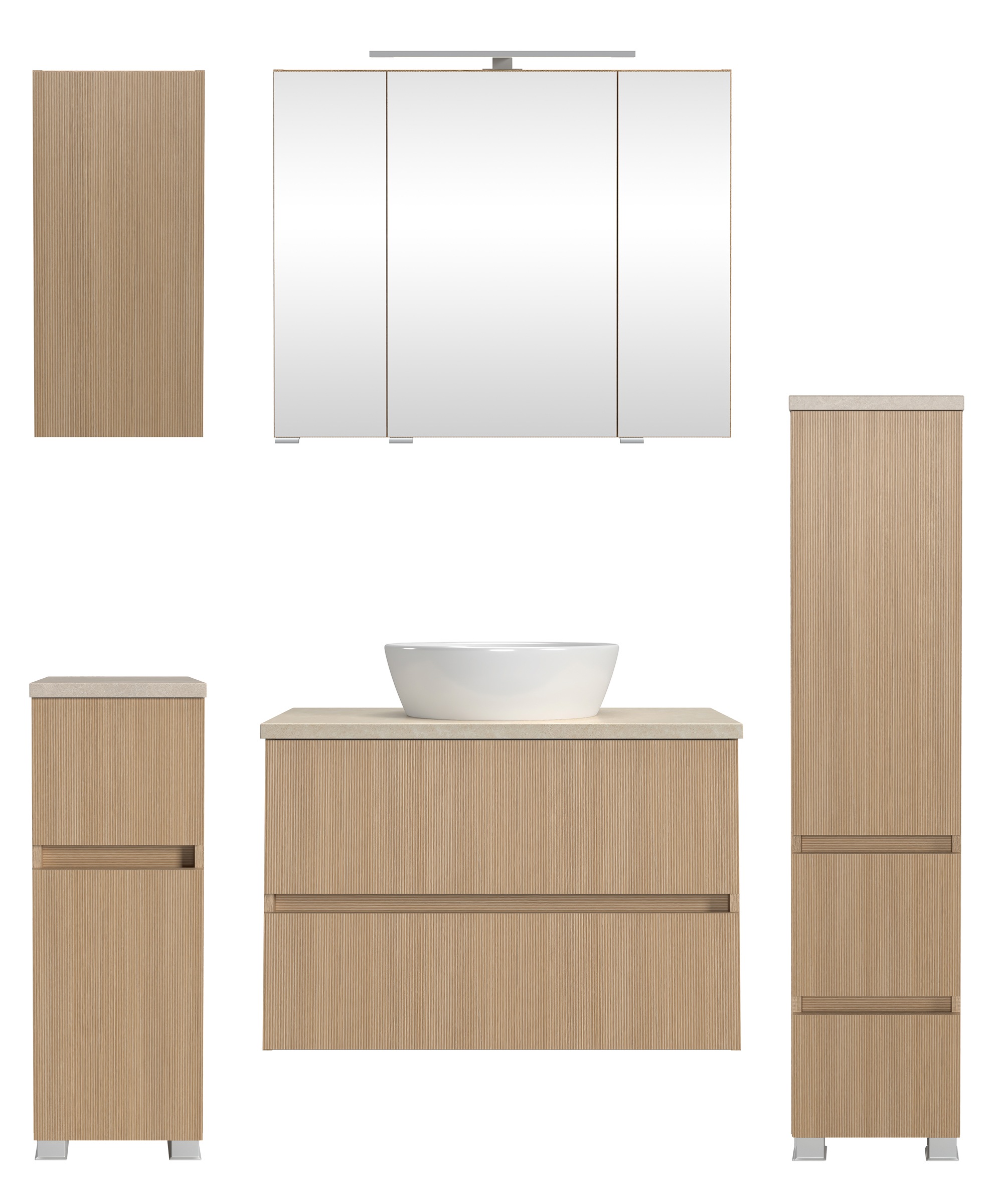 welltime Badmöbel-Set »EIXO, 5tlg.-Set: Spiegelschrank, Waschtisch und Beim günstig online kaufen
