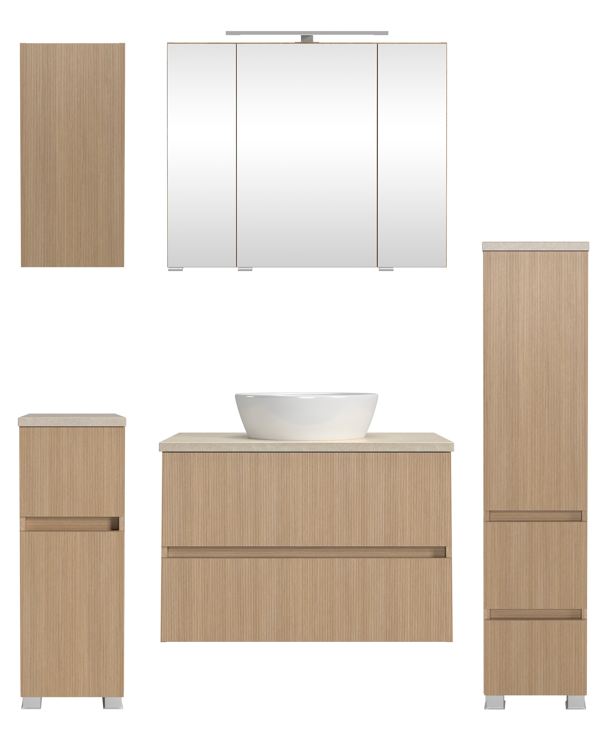 welltime Badmöbel-Set »Eixo«, Set 140 cm breit, Badmöbel mit LED-Beleuchtun günstig online kaufen