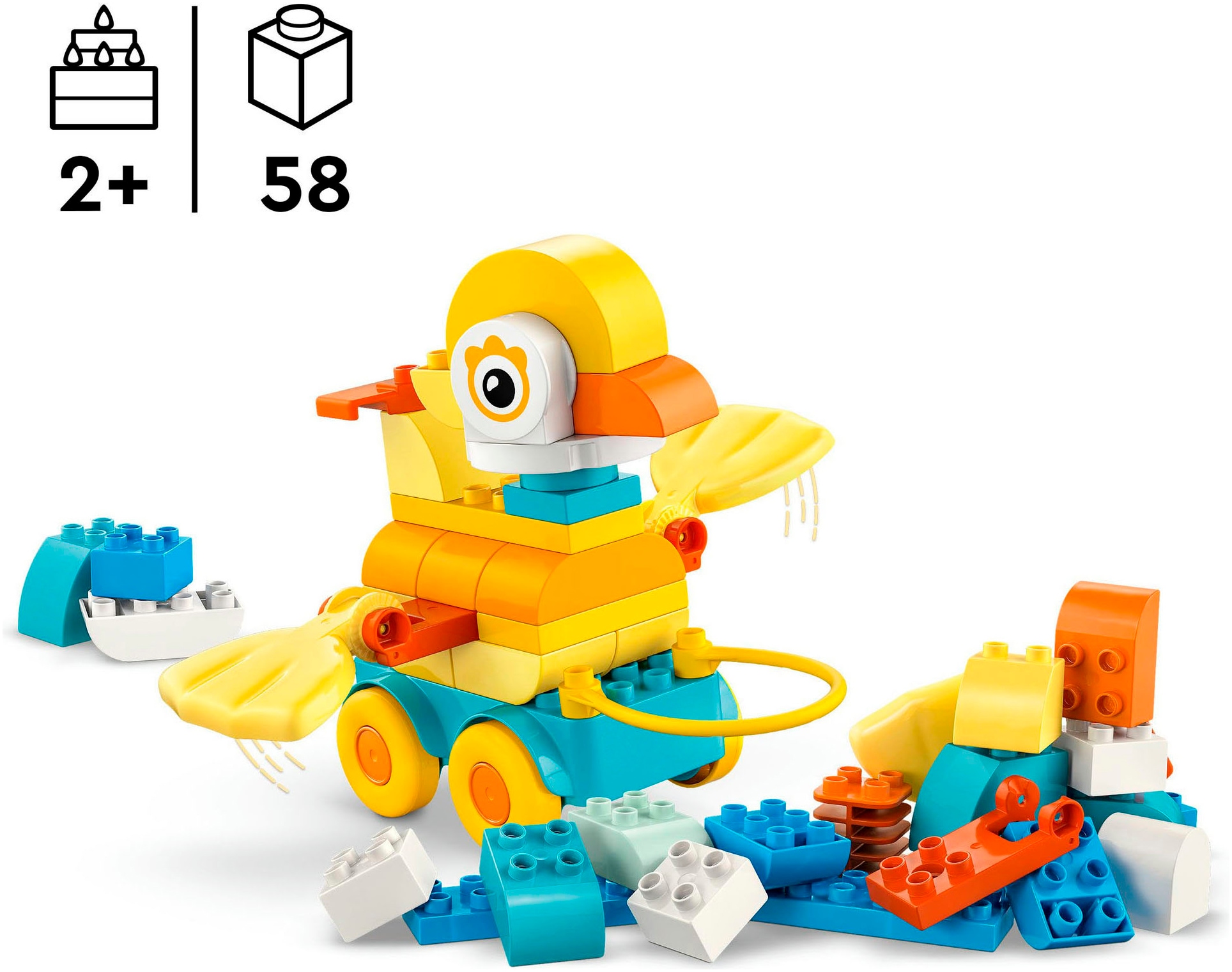 LEGO® Konstruktionsspielsteine »Tiere auf Rädern 3-in-1-Set (10448), LEGO DUPLO Town«, (58 St.), Made in Europe
