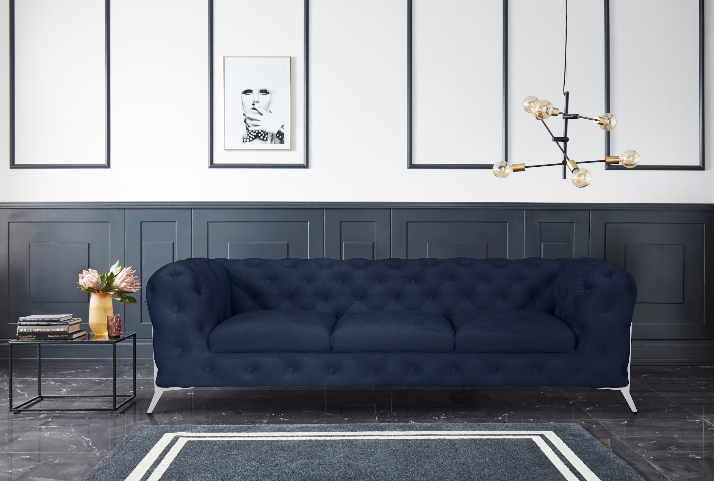 Leonique Chesterfield-Sofa »Amaury«, aufwändige Knopfheftung, moderne Chesterfield Optik, Fußfarbe wählbar