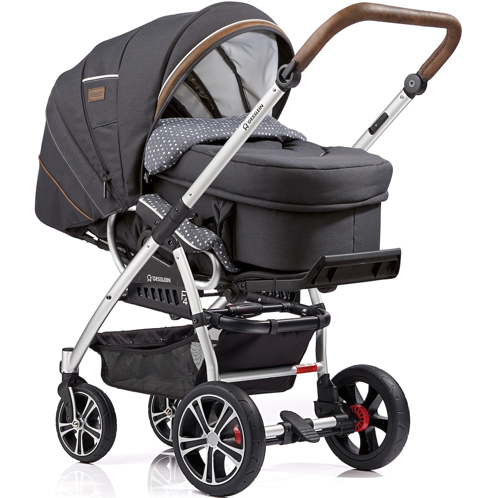 Gesslein Kombi-Kinderwagen »F4 Air+, eloxiert/tabak, anthrazit/Sterne grau weiß«