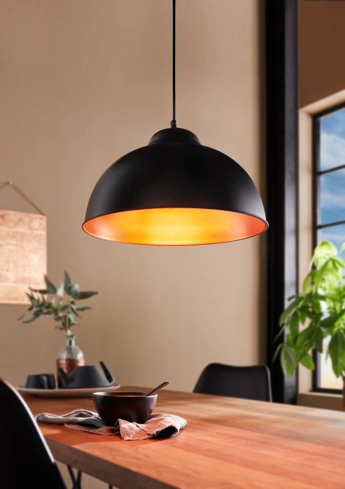 EGLO Hängeleuchte »TRURO 2«, 1 flammig, Leuchtmittel E27 | ohne Leuchtmittel, Pendelleuchte Vinatge aus Stahl, schwarz, kupfer, E27 Fassung, Ø 37 cm
