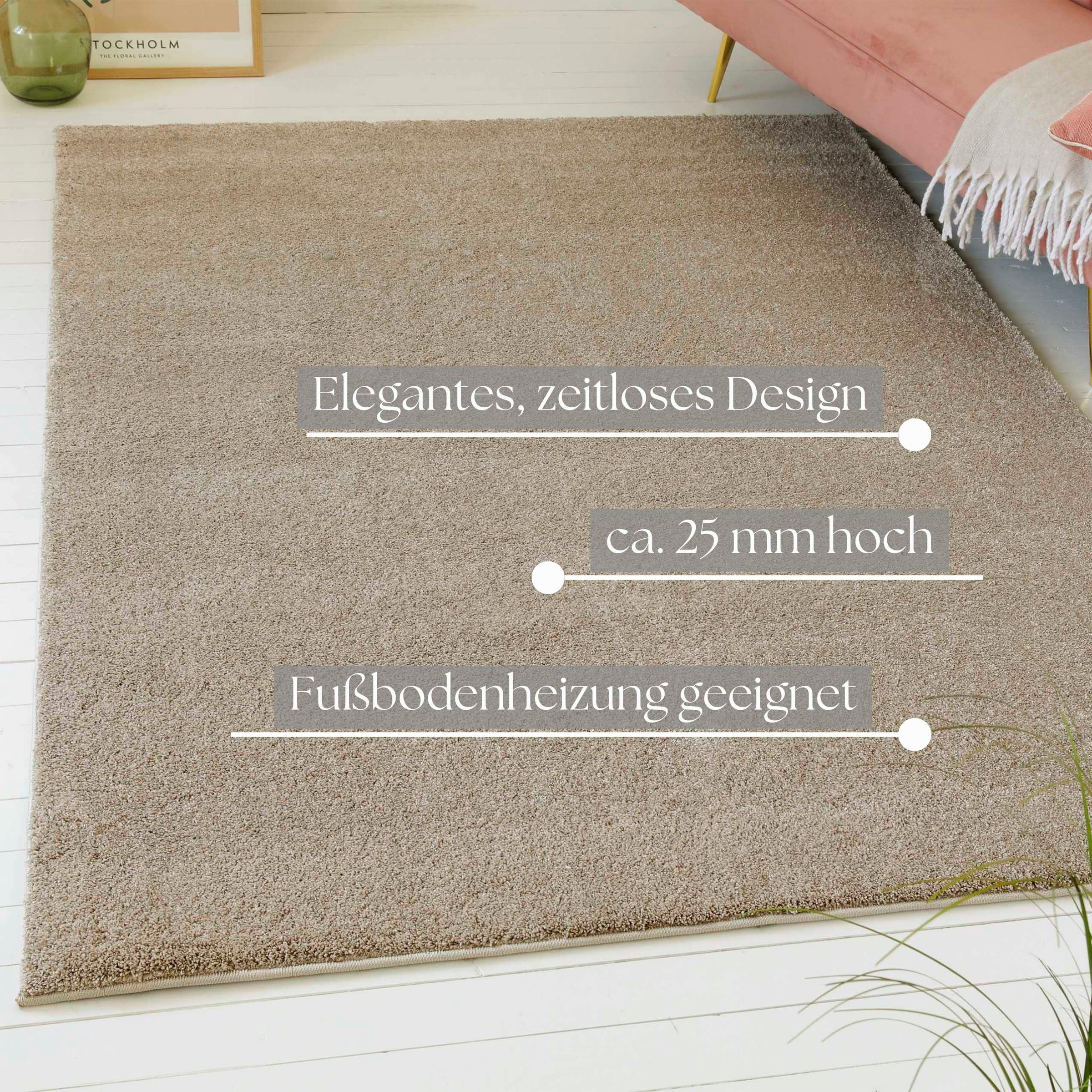 my home Hochflor-Teppich »Yvaine, auch als Läufer erhältlich«, rechteckig, 25 mm Höhe, Langflor, Shaggy, dichter weicher Hochflor, meliert, Wohnzimmer