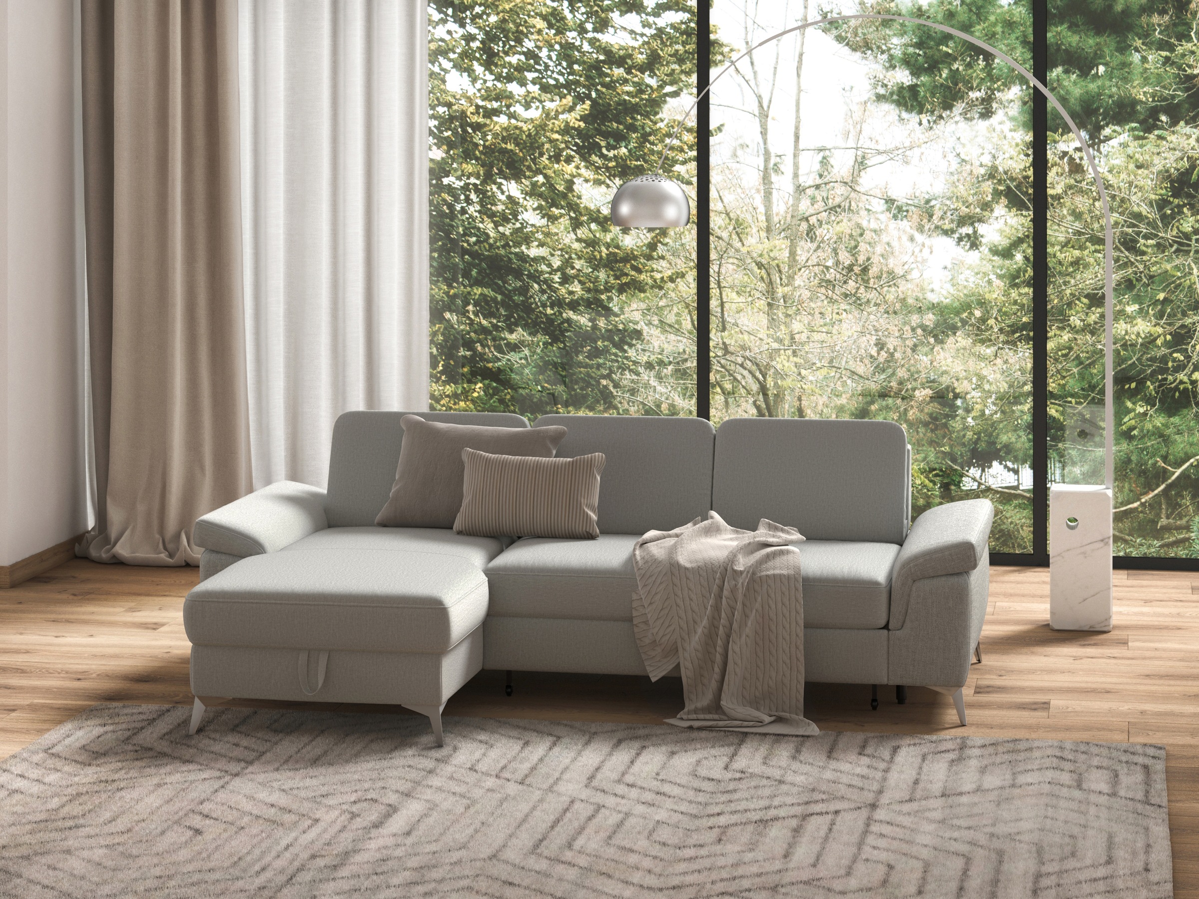sit&more Ecksofa »Padua L-Form«, inklusive Sitztiefenverstellung, Armteilfunktion und Federkern