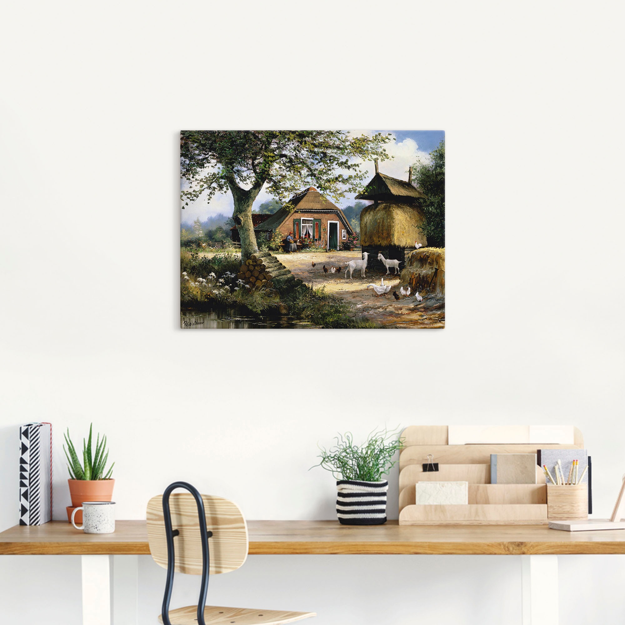 Artland Wandbild »Idyllische Farm mit Hühnern und Ziegen« Garten 1 Stk. tlg günstig online kaufen