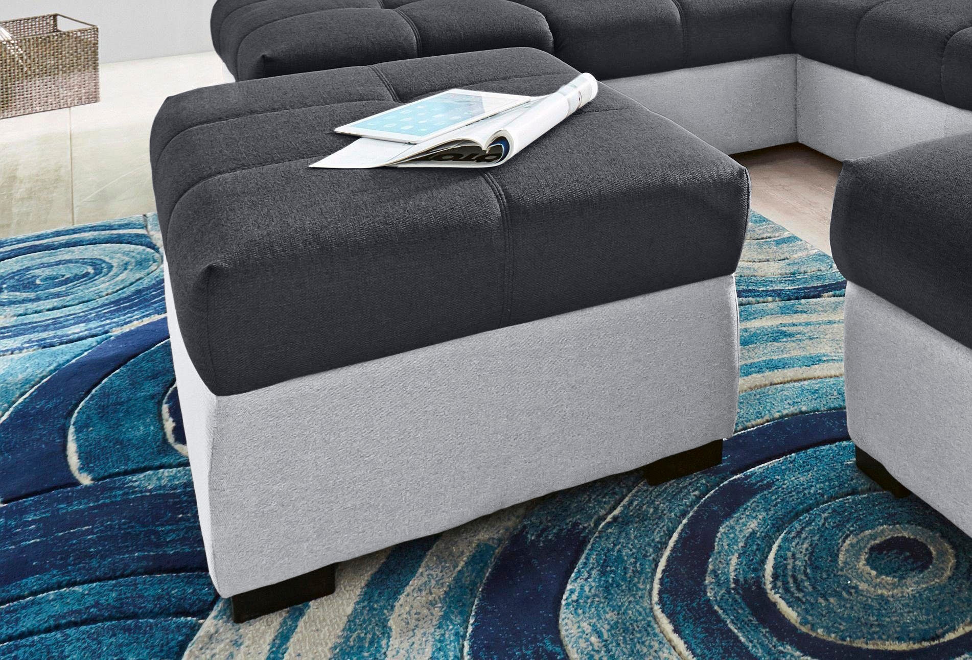 COTTA Polstergarnitur »Speedway«, (Set), Set bestehend aus: 2-Sitzer mit Kopfteilverstellung & Hocker