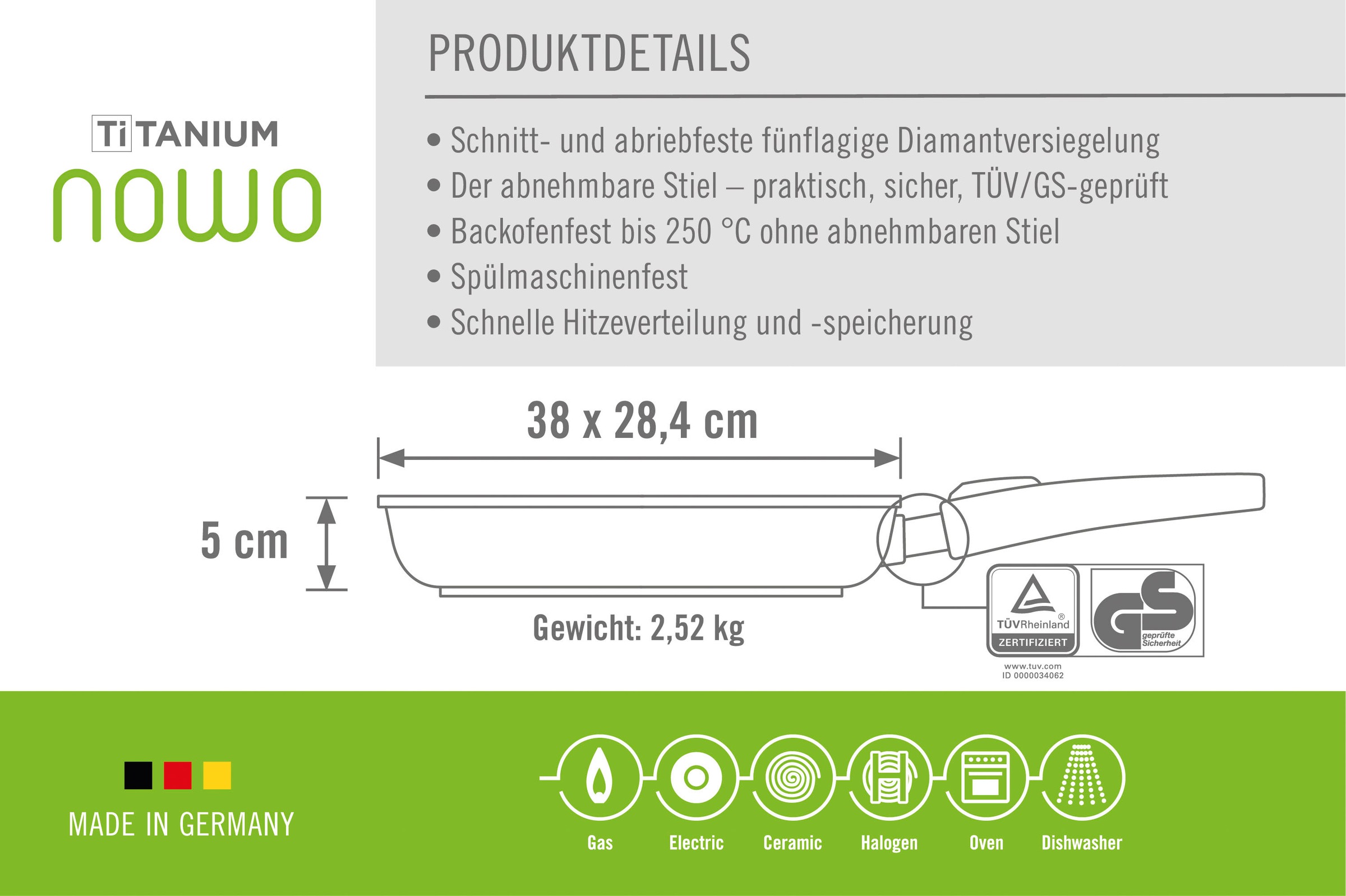 WOLL MADE IN GERMANY Fischpfanne »Nowo Titanium«, Aluminiumguss, (1 tlg.), Made in Germany