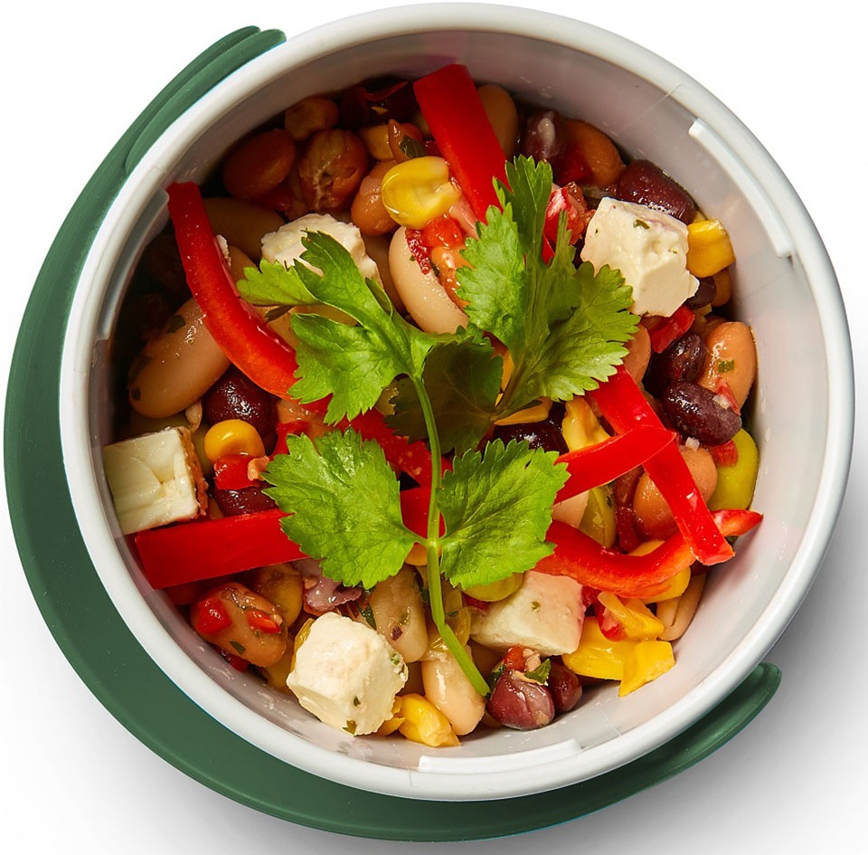 black+blum Lunchbox Set, 1 Stk. tlg. 2-in-1, mit Tragegurt und Göffel (Gabel-Löffel-Kombination), 900 ml