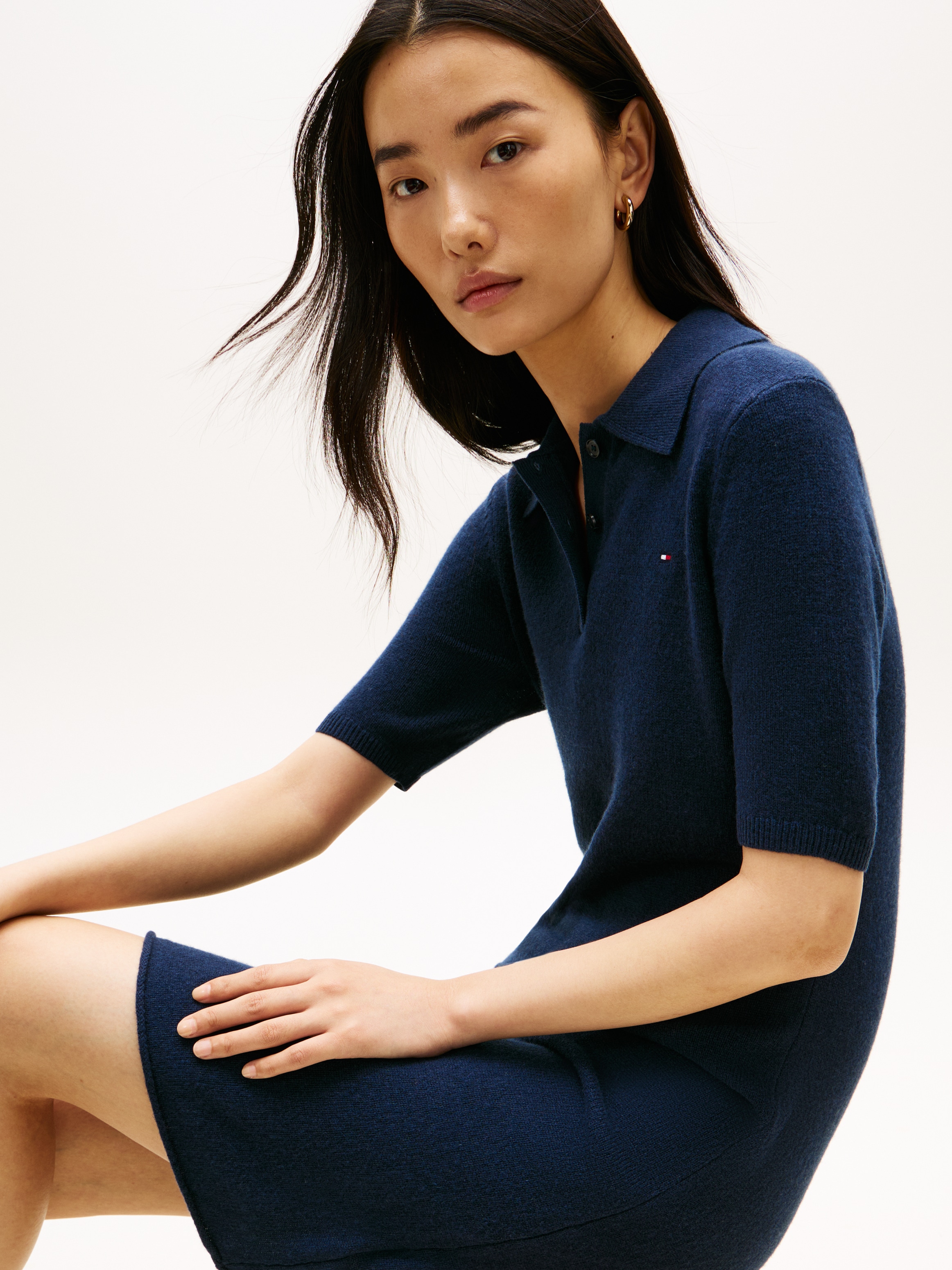 Tommy Hilfiger Strickkleid »SOFT WOOL HALF SL F&F POLO DRESS« aus reiner Wolle