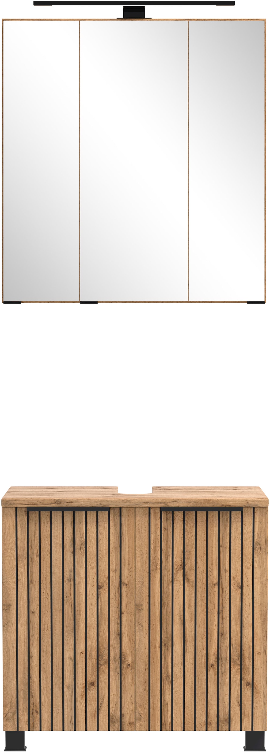 welltime Badezimmer-Set »Welltime Möbel, Carlton Unterbecken-Set 2teilig, 60 cm, gestreift«, (2 St.)