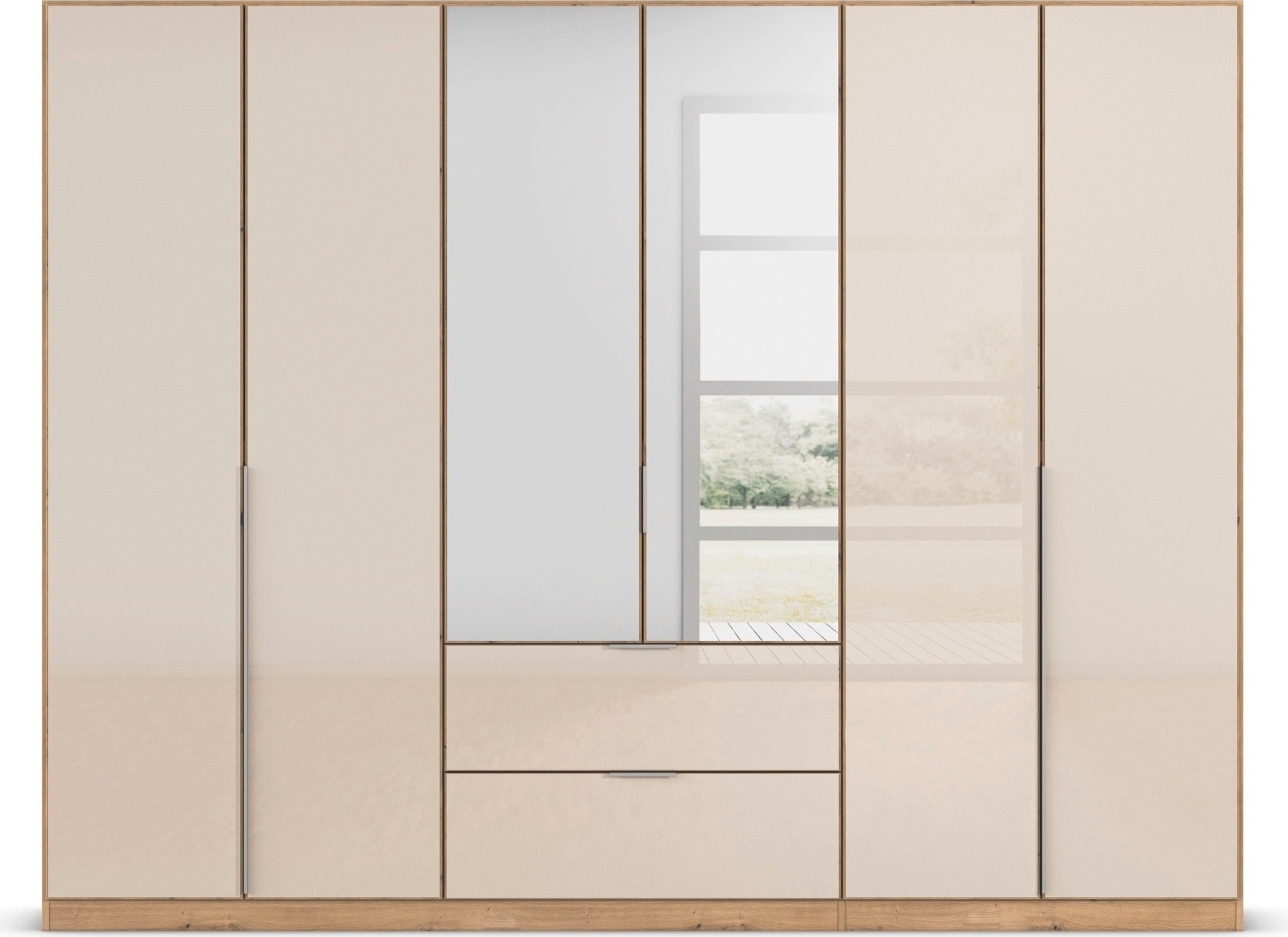 rauch Drehtürenschrank »Kleiderschrank Kleiderschränke Schrank Garderobe AGORDO mit Glasfront«, mit Außenschubkästen, in 6 Breiten und 2 Höhen MADE IN GERMANY