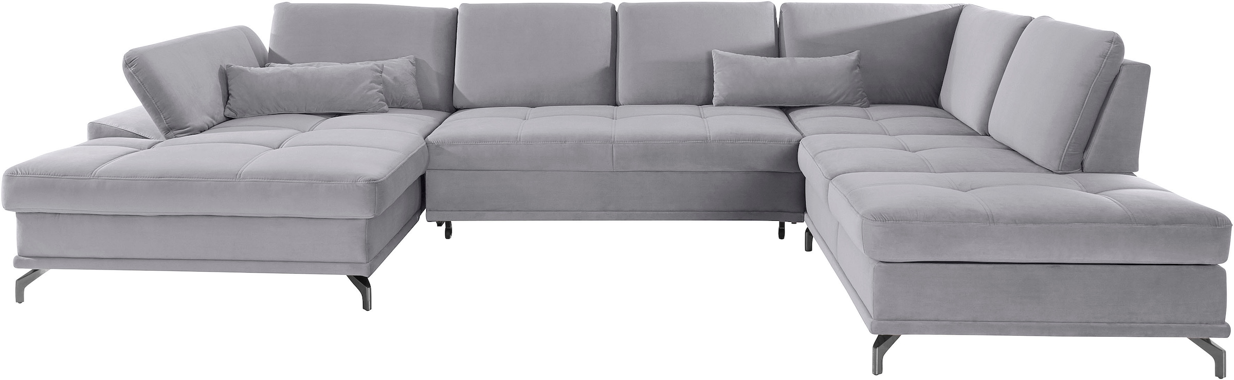 Places of Style Wohnlandschaft »Costello U-Form, mit Sitztiefenverstellung, Armteilverstellung und«, 3 Nierenkissen, optional Bettfunktion und Bettkasten