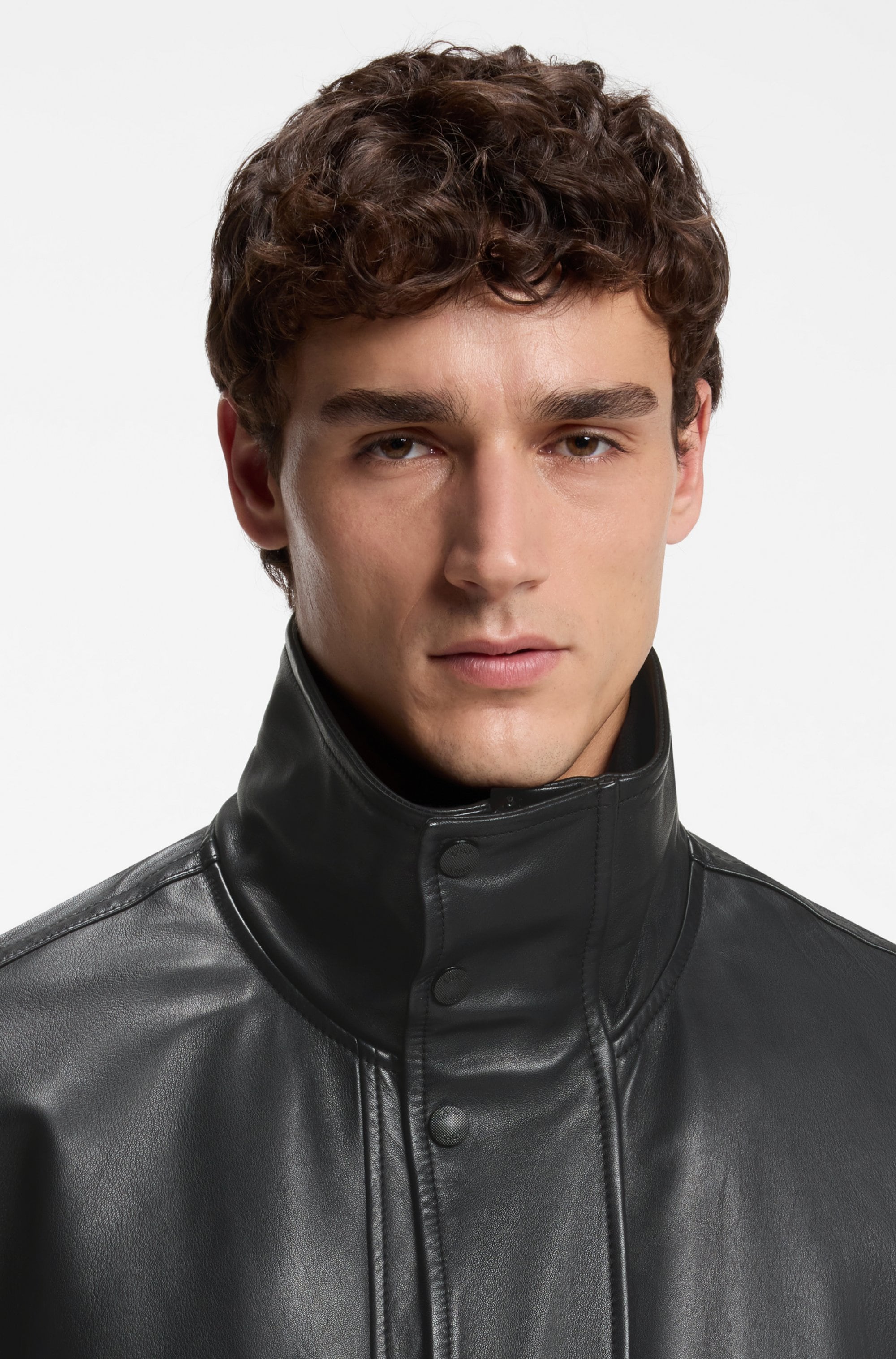 BOSS ORANGE Lederjacke »Jolights« Weiches, strukturiertes Schafleder, Relaxed Fit, abnehmbares Inlay