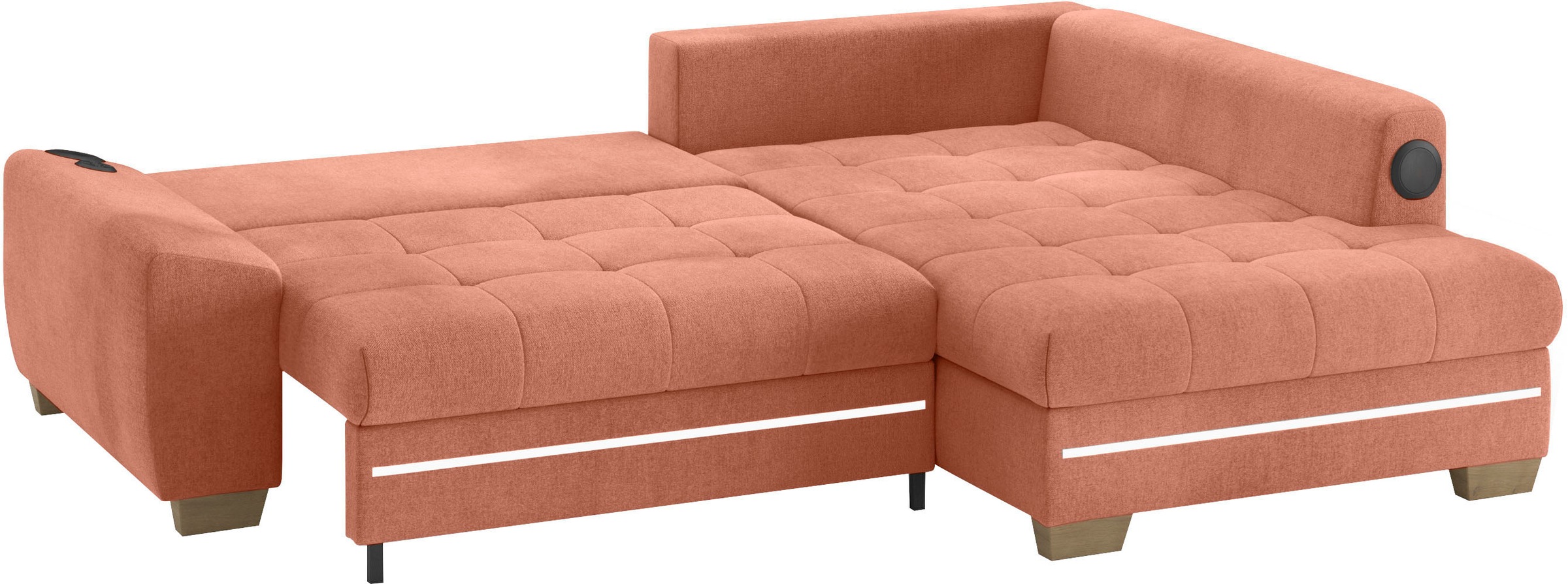 Mr. Couch Ecksofa »Nikita II, L-Form«, mit Kaltschaum, RGB-LED, Soundsystem, wahlweise mit Bett, Bettkasten
