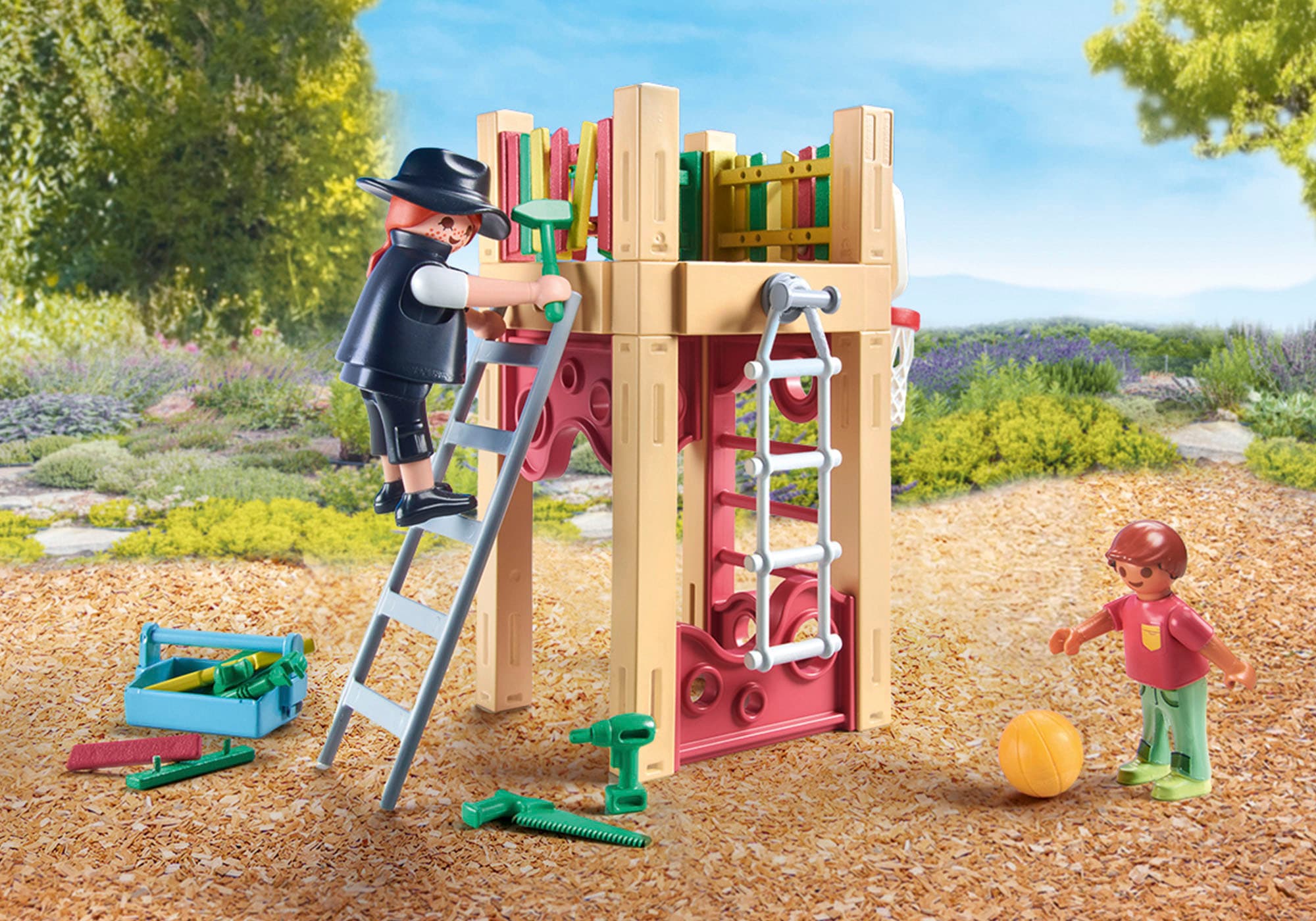 Playmobil® Konstruktions-Spielset »Zimmerin on tour (71475), City Life«, (58 St.), Spielturm, teilweise aus recyceltem Material; Made in Europe
