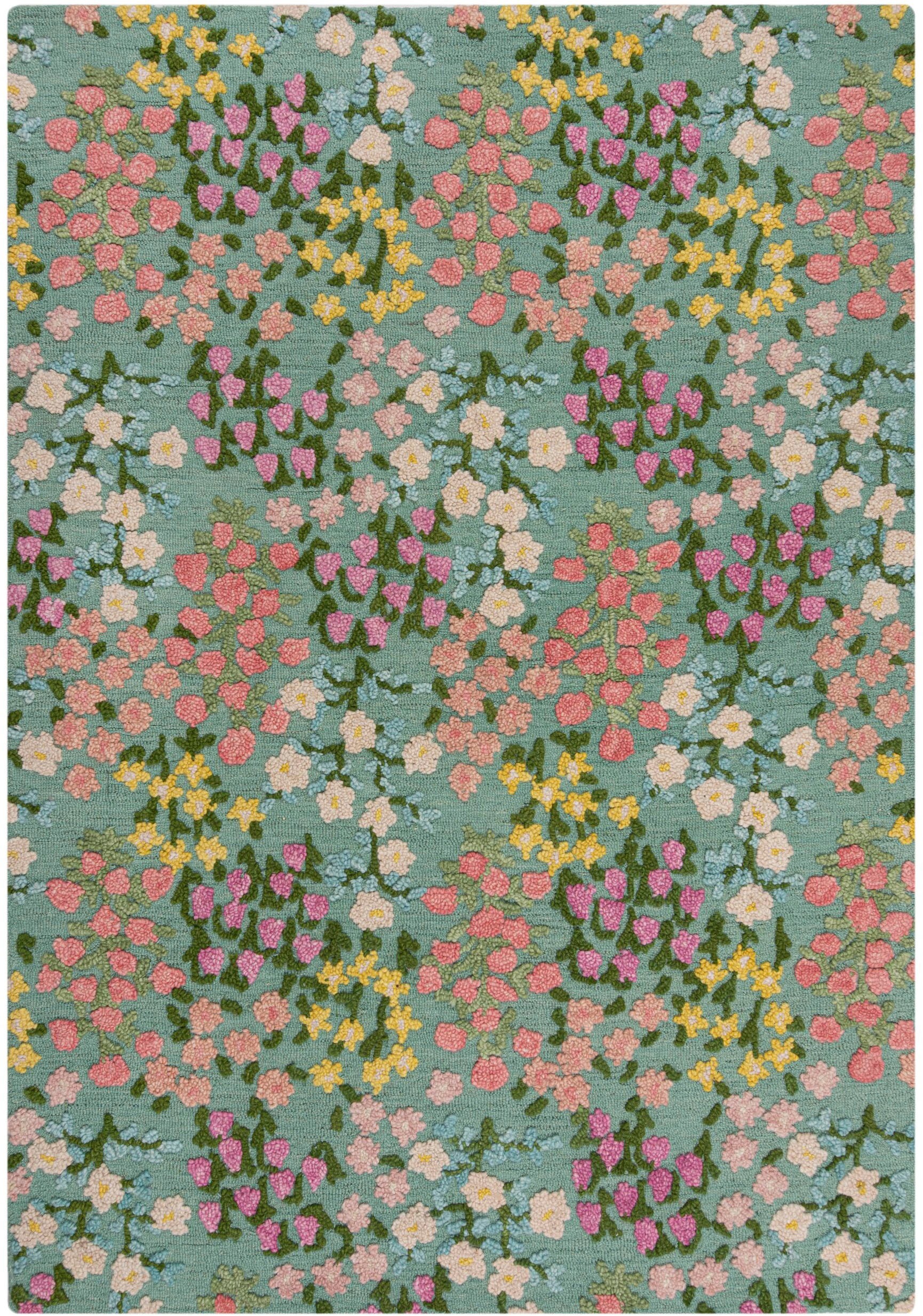 FLAIR RUGS Wollteppich »Emilia Floral«, rechteckig, 9 mm Höhe, Hoch-Tief-St günstig online kaufen