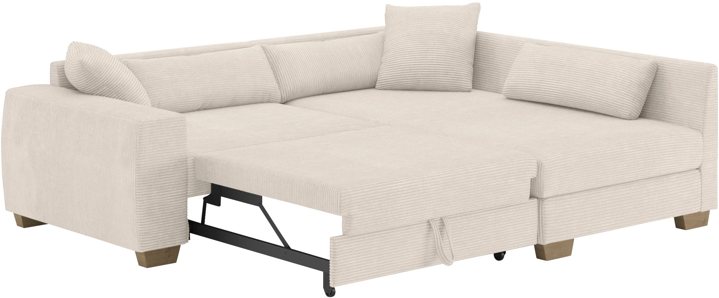 Mr. Couch Ecksofa »Helena L-Form, bis 140 kg belastbar«, mit Taschenfederkern, wahlweise mit Bettfunktion