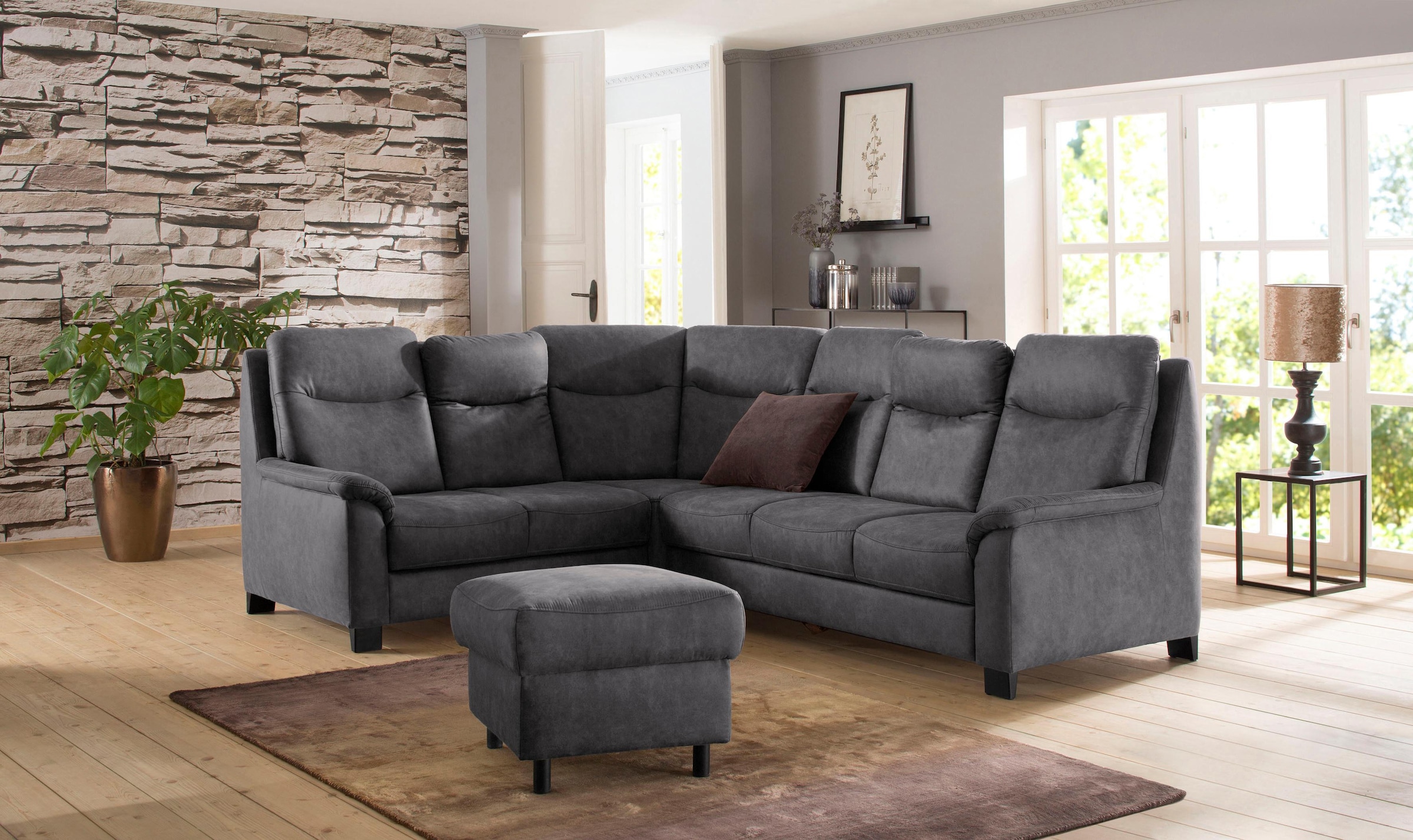 Home affaire Ecksofa »Boccaccio L-Form«, mit Federkern, incl. Kopfteilverst günstig online kaufen
