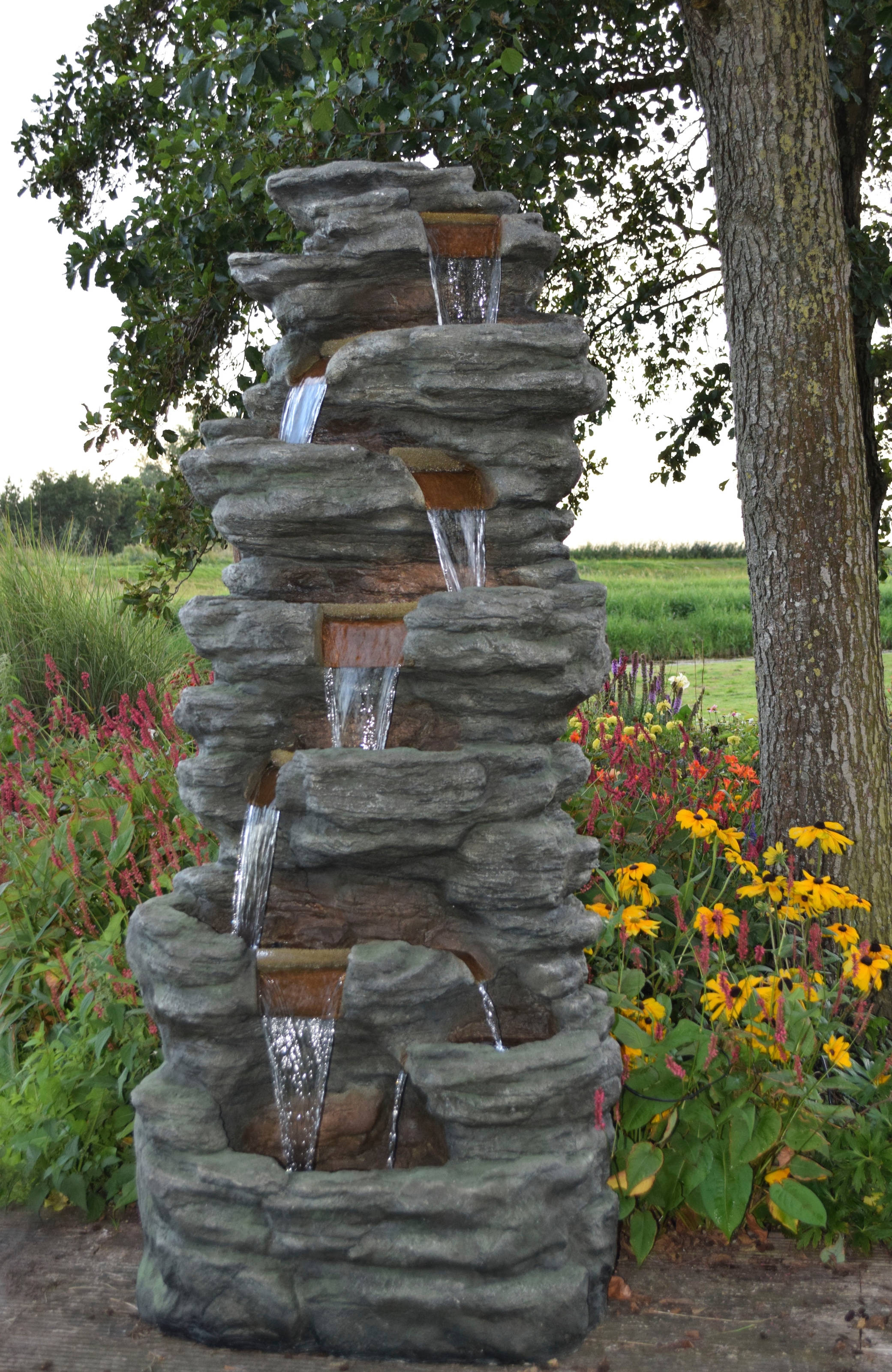 AcquaArte Gartenbrunnen »Wasserfall CORTE«, Komplettset mit LED-Beleuchtung, Pumpe und Anschlussmaterial