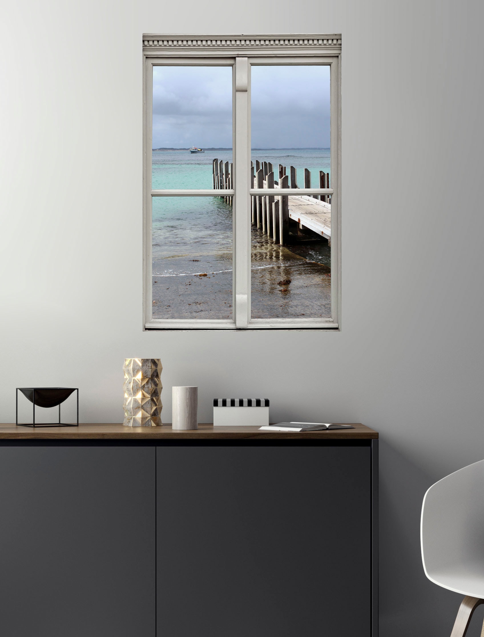 queence Wandsticker »Steg«, Wandsticker, Wandbild, selbstklebend, 3D, Fenster