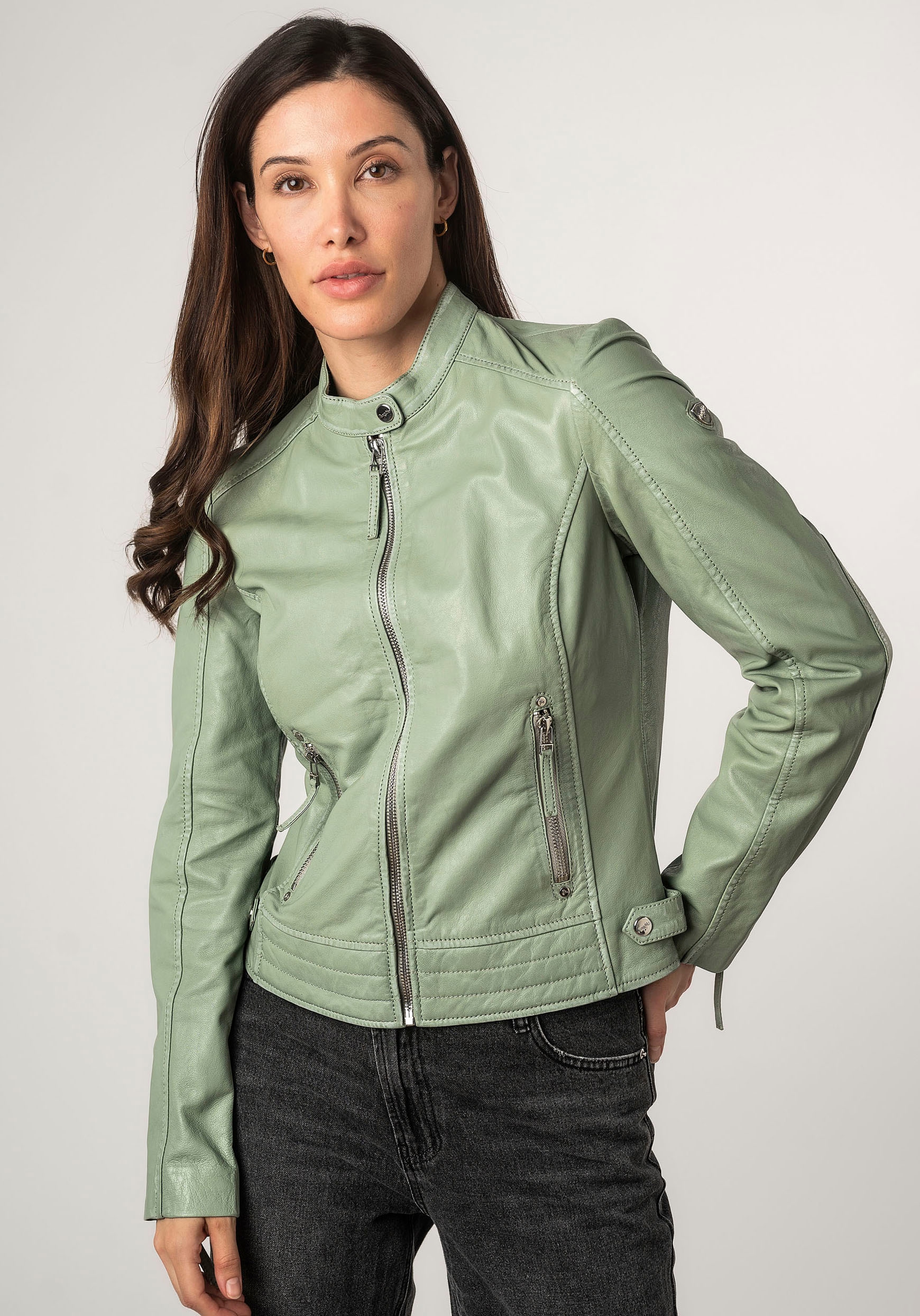 Mauritius Lederjacke »MWFilla«, mit kleinem Stehkragen