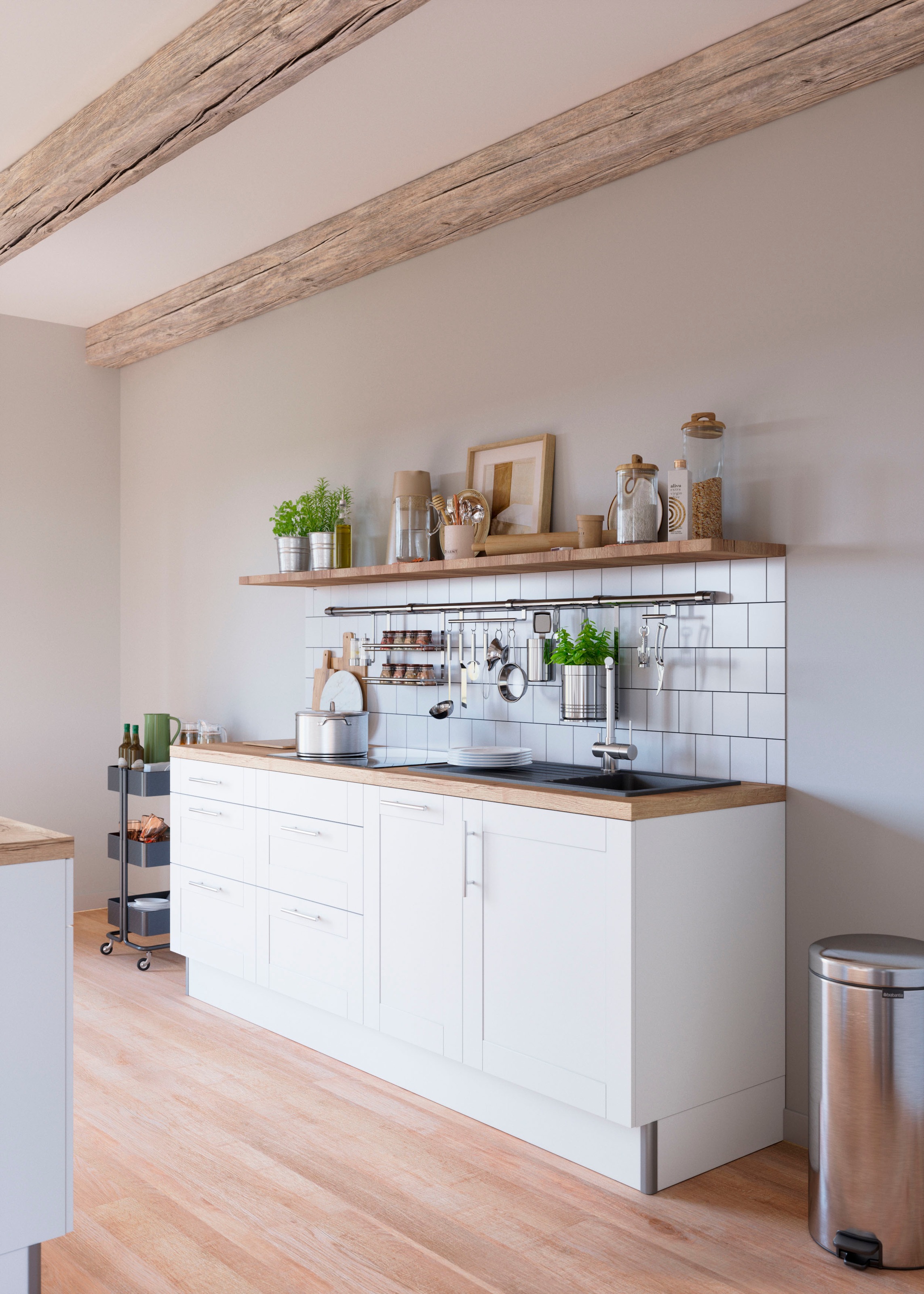 OPTIFIT Küche »Ahus«, Breite 225 cm, wahlw. Mit E-Geräten, Soft Close Funktion, MDF Fronten
