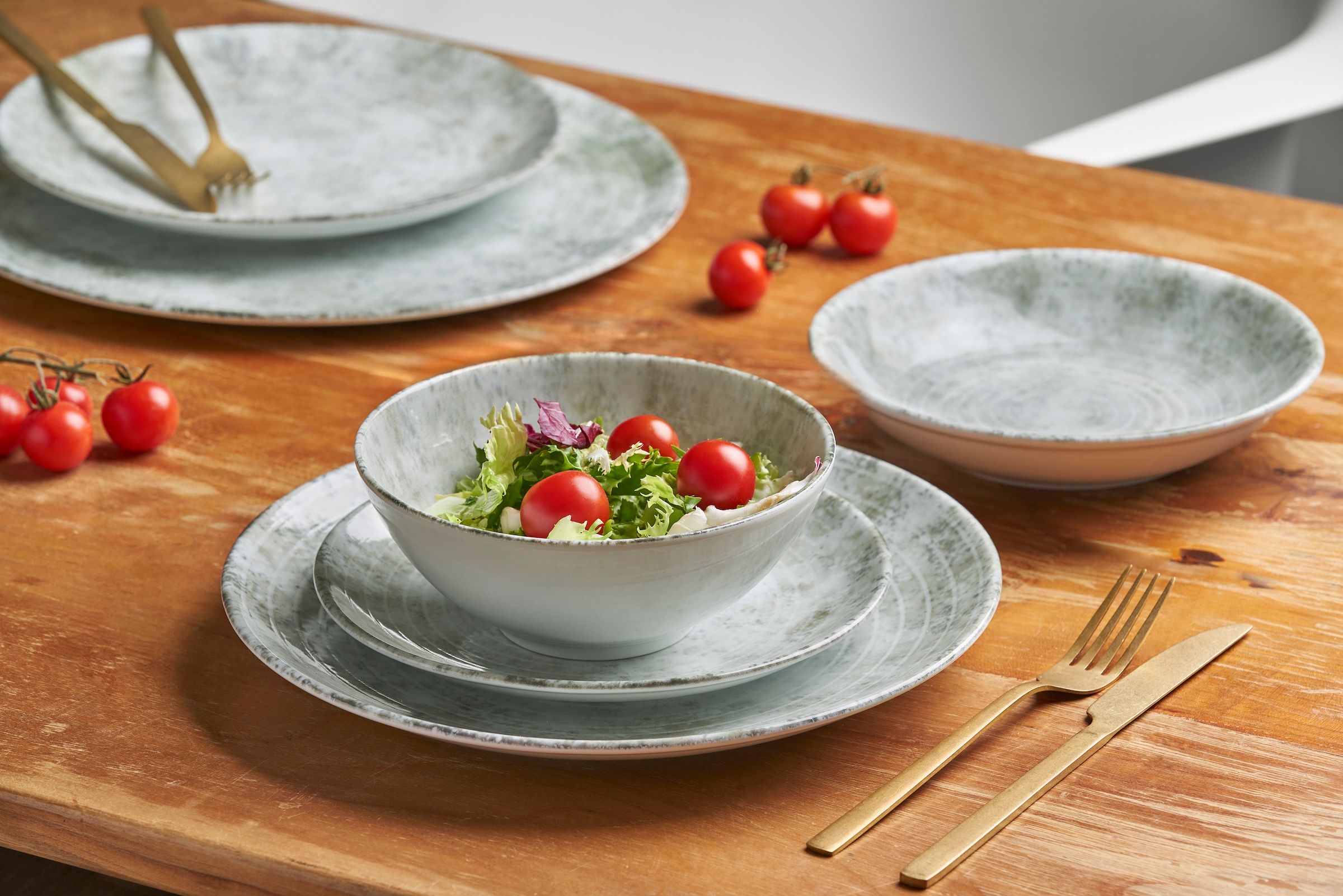 van Well Pizzateller »Teller-Set Korfu, 6er Set, Ø 33 cm«, (Set, 6 St.), Service, Geschirr-Set für 6 Personen