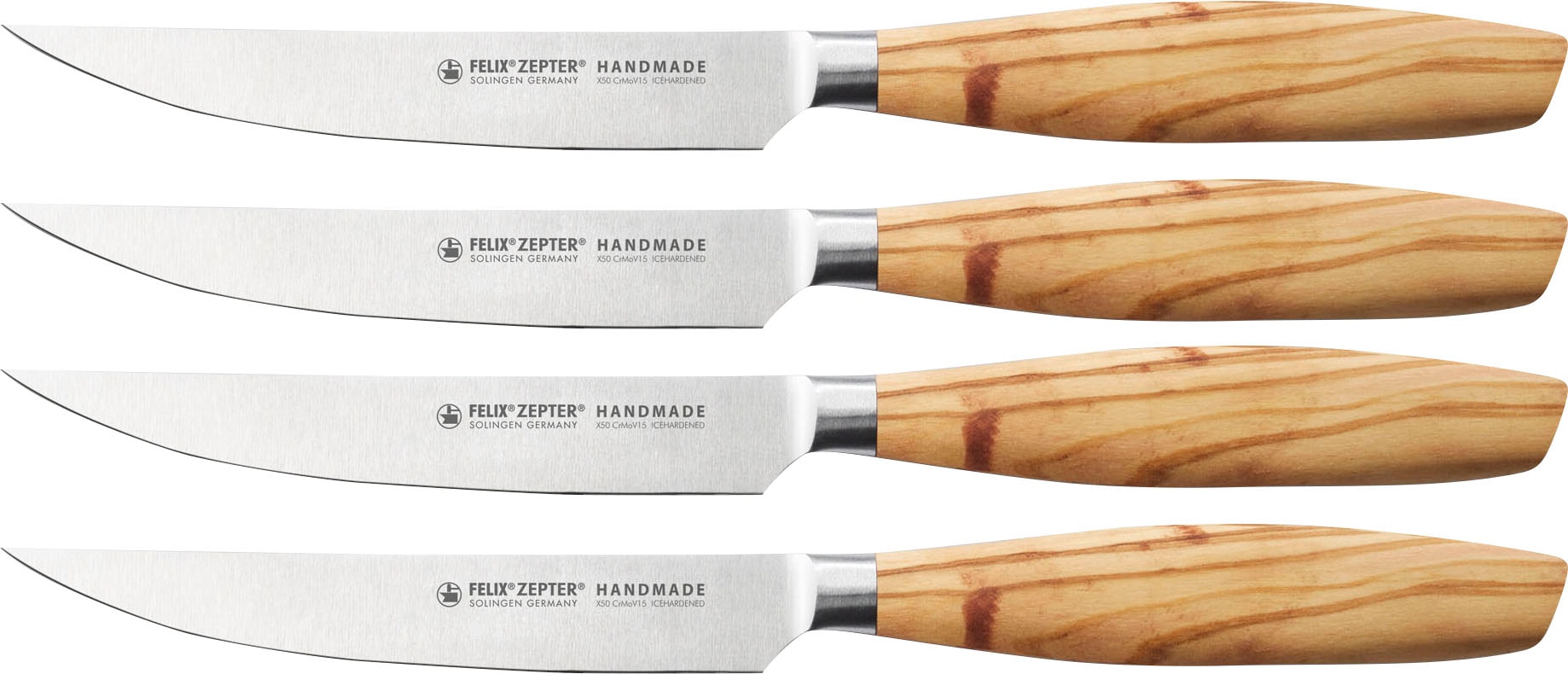 Felix Solingen Steakmesser »SIZE S OLIVE«, (Set, 4 tlg.), Handmade in Solin günstig online kaufen