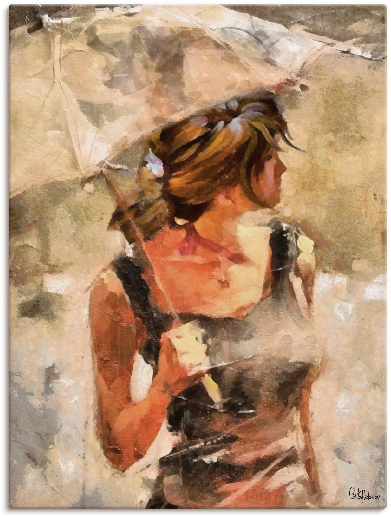 Artland Wandbild »Lady mit Regenschirm« Portrait 1 Stk. tlg. als Leinwandbi günstig online kaufen