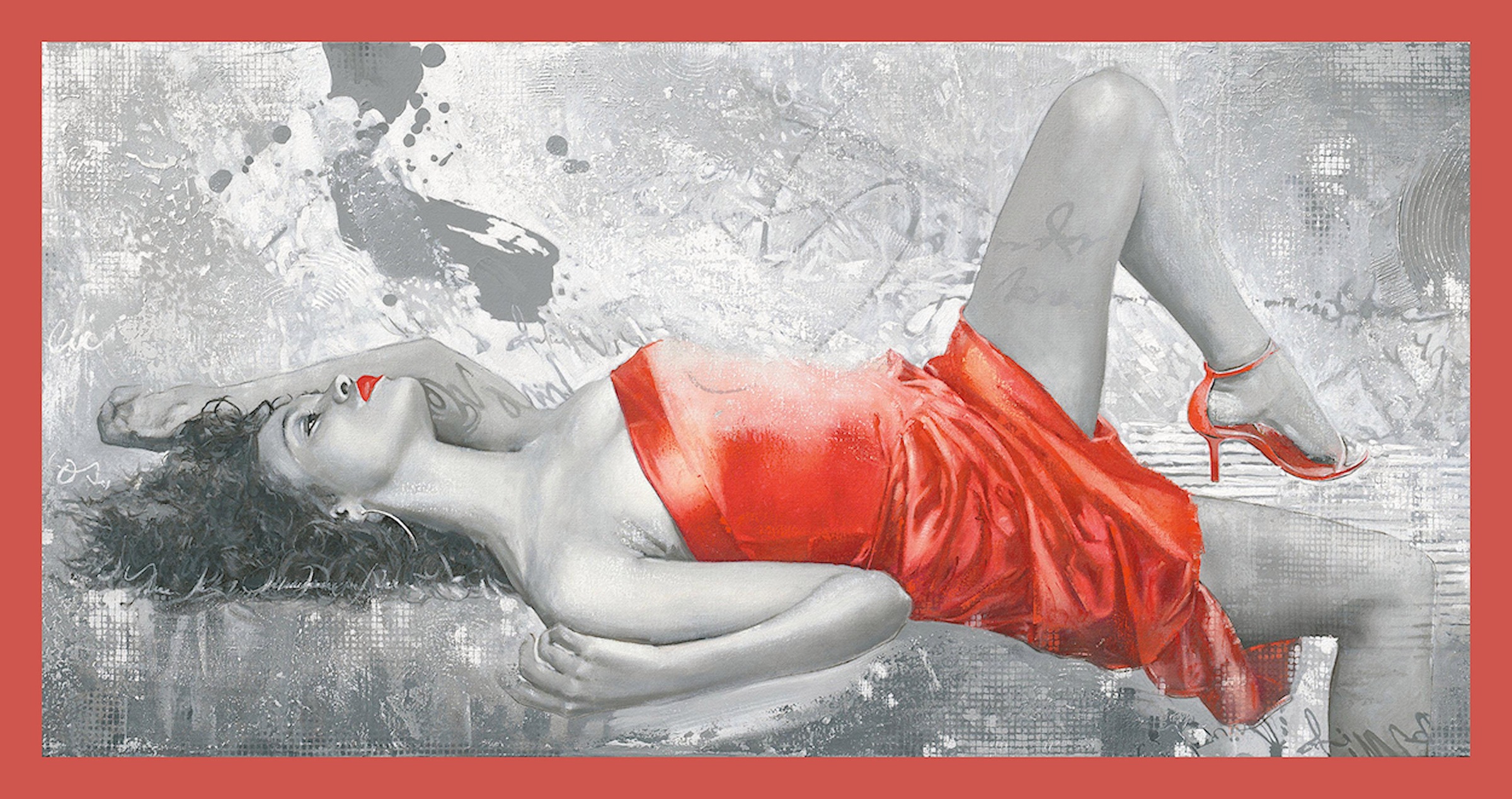 my home Kunstdruck »ENRICO SESTILLO - Lady in red«, mit Rahmen kaufen