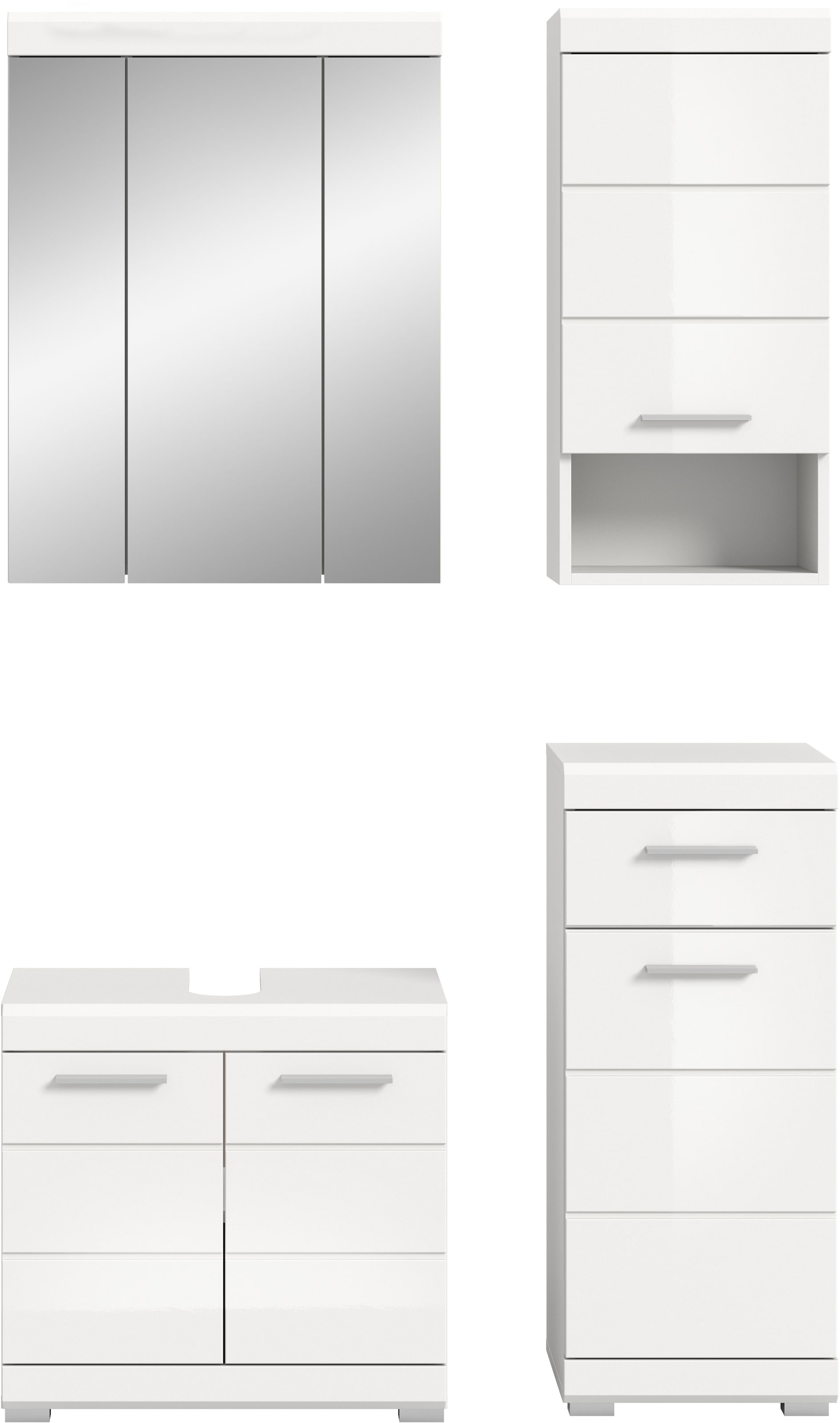 INOSIGN Badmöbel-Set »Siena, 4 teilig, bestehend aus:«, (Set), Waschbeckenunterschrank, Spiegelschrank, Unterschrank, Hängeschrank